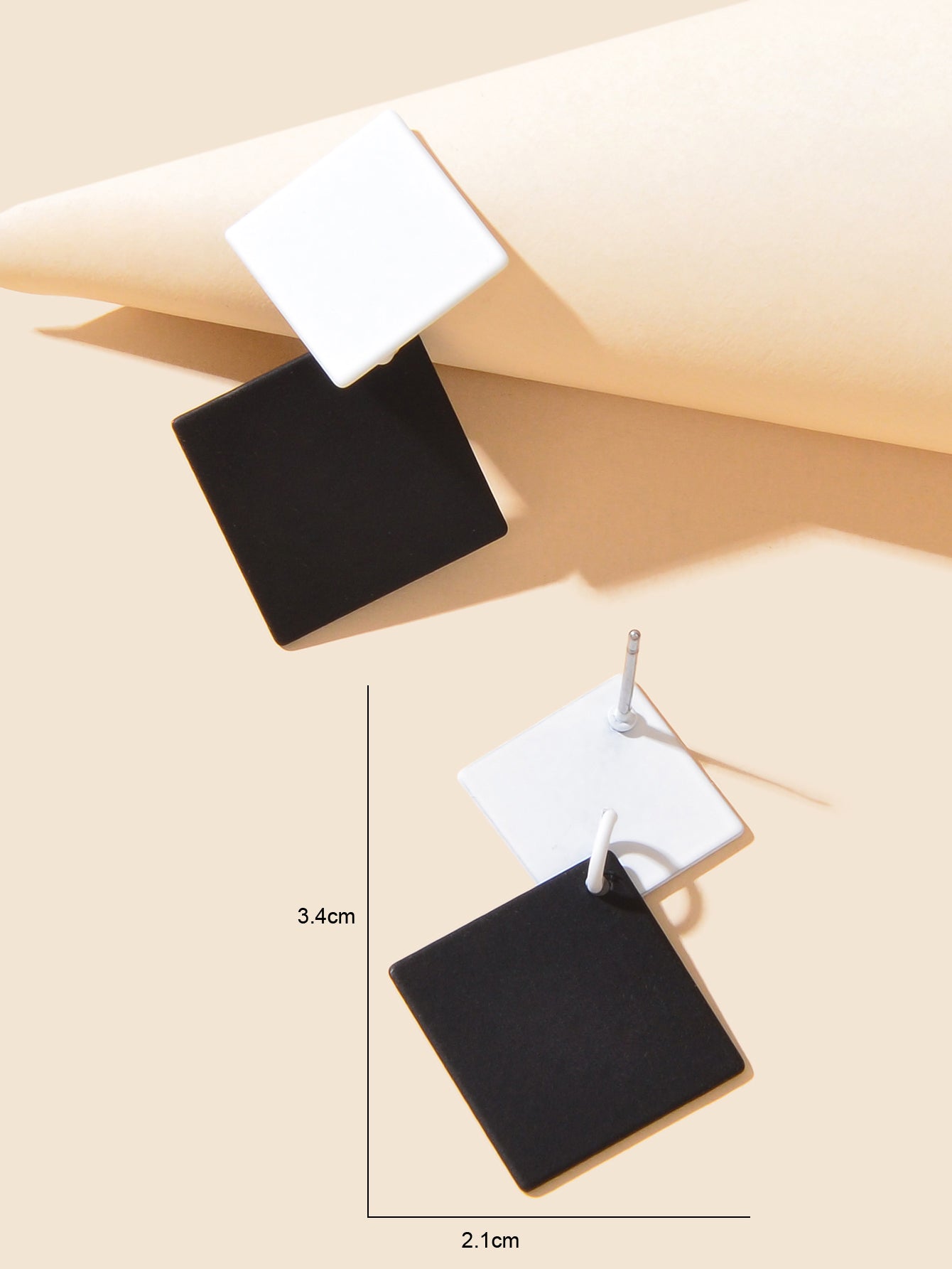 Chic Colourful Enamel Square Simple Geometric Stud Earrings Statement Jewellery