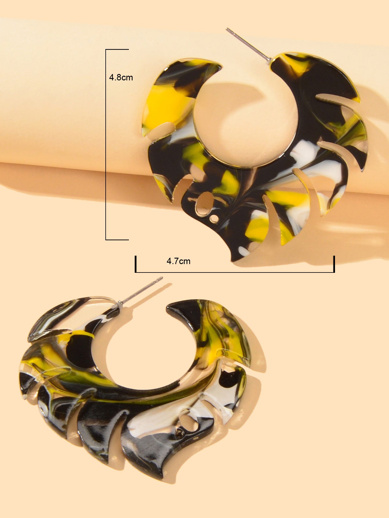 Acrylic Multi-color Abstract Art Hoop Stud Chunky Mottled Resin Earrings Gift