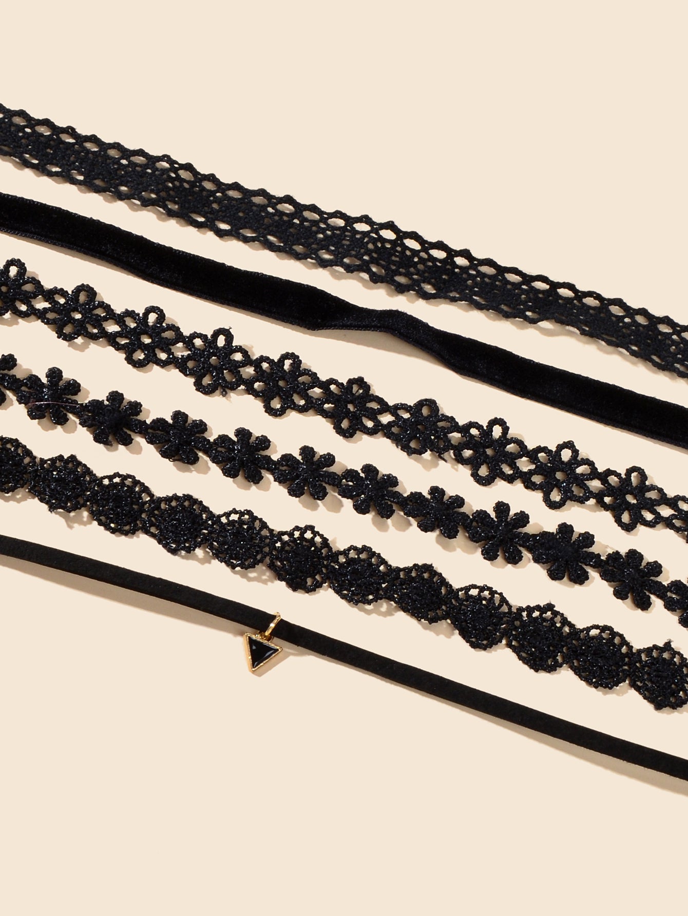 6 pcs Black Flower Velvet Choker Set Classic Gothic Tattoo 90s Collar Lace Jewel