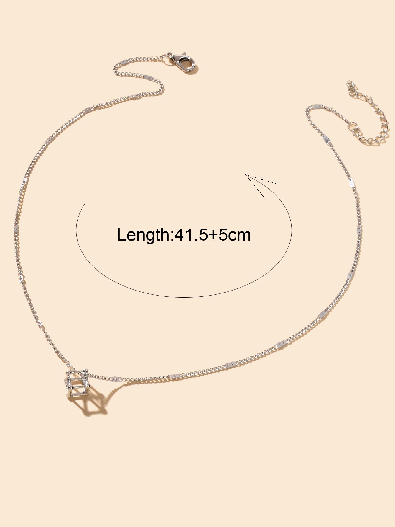 Silver Chain 3D Cube Pendant Necklace Popular Accessories Party Gift Jewellery