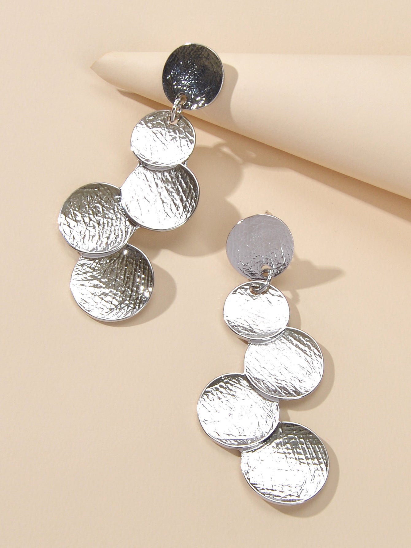 Circle Disc Coin Geometric Flat Brushed Geometric Statement Earrings Gift