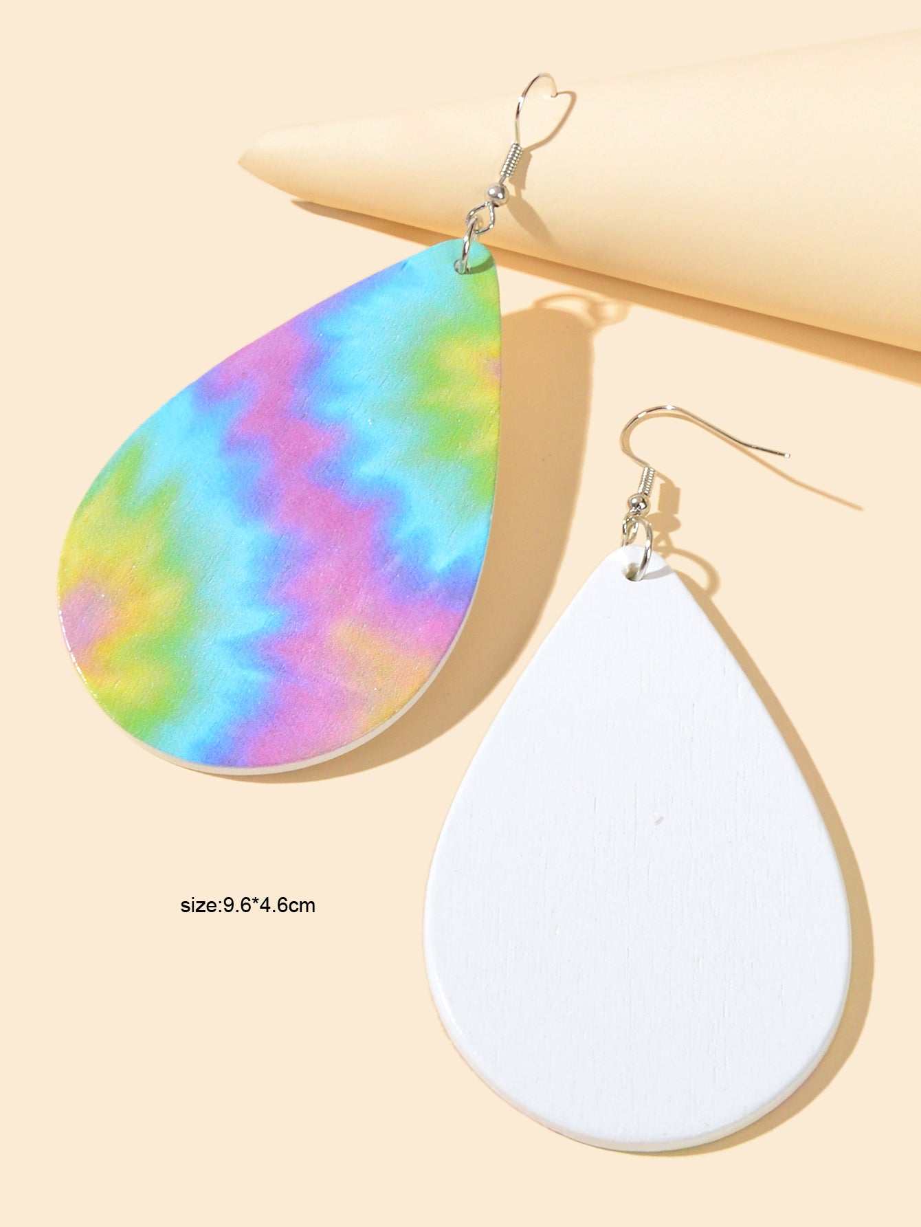 Bohemian Ethnic Style Geometric Pattern Wood Water Drop Dangle Holiday Earrings