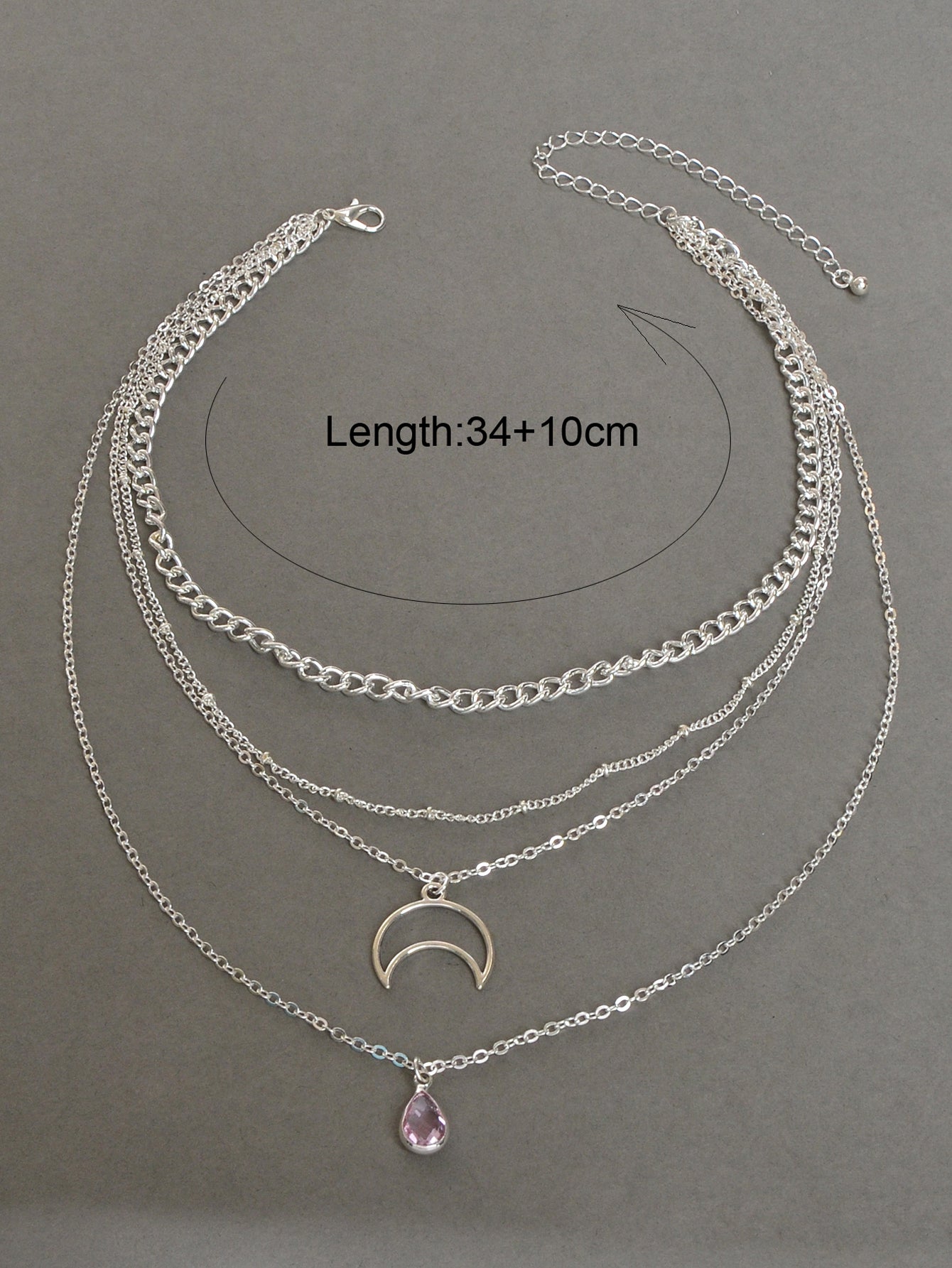 Multi-layer Gold Tone Chain Moon Water Drop Pendant Necklace Girls Party Jewelry
