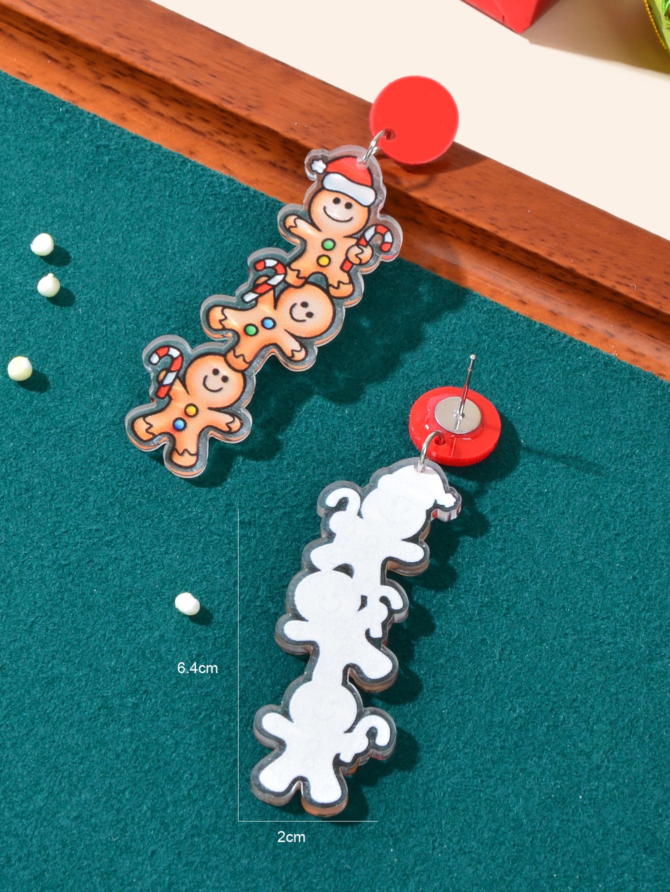 Christmas Cartoon Design Acrylic Gingerbread Man Long Pendant Festival Earrings