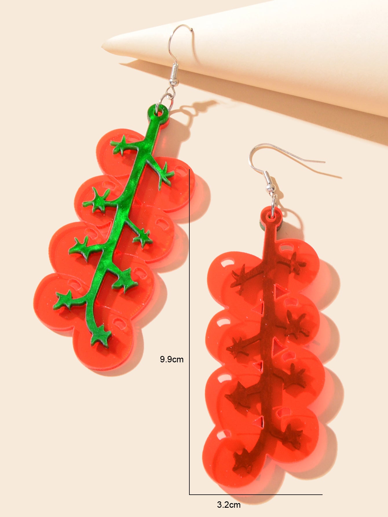 Red Acrylic Tomato Large Dangle Earrings Girl's Personality Creative Accessories