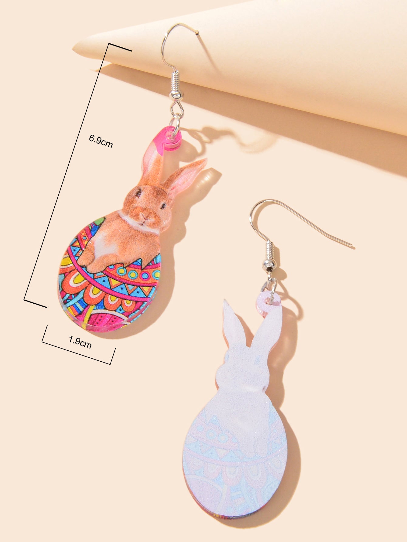 Cute Cartoon Easter Bunny Rabbit Charm Dangling Earrings Funny Eggs Jewellery