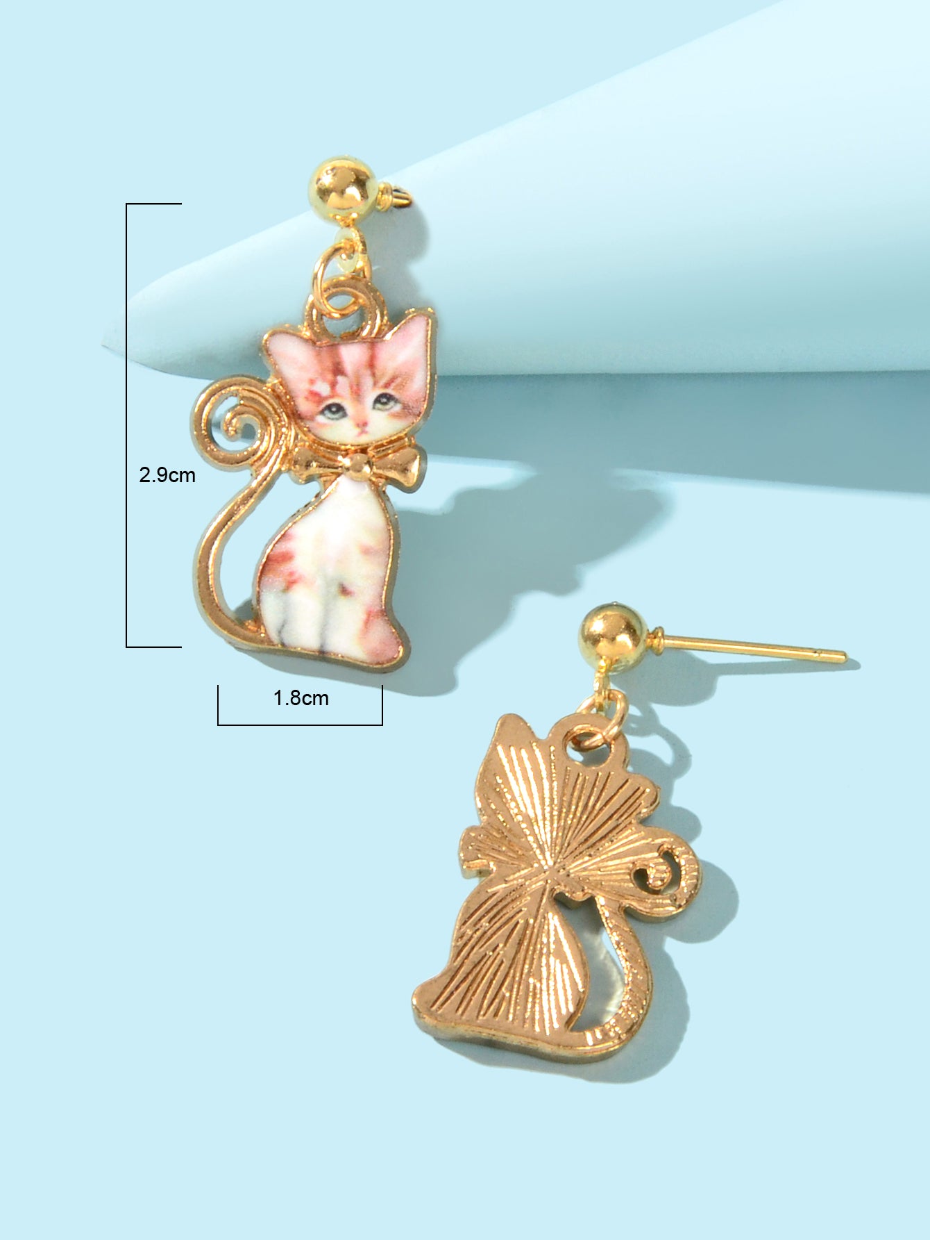 Pink Enamel Aesthetic Funny Cartoon Kitten Drop Dangling Cat Animal Earrings