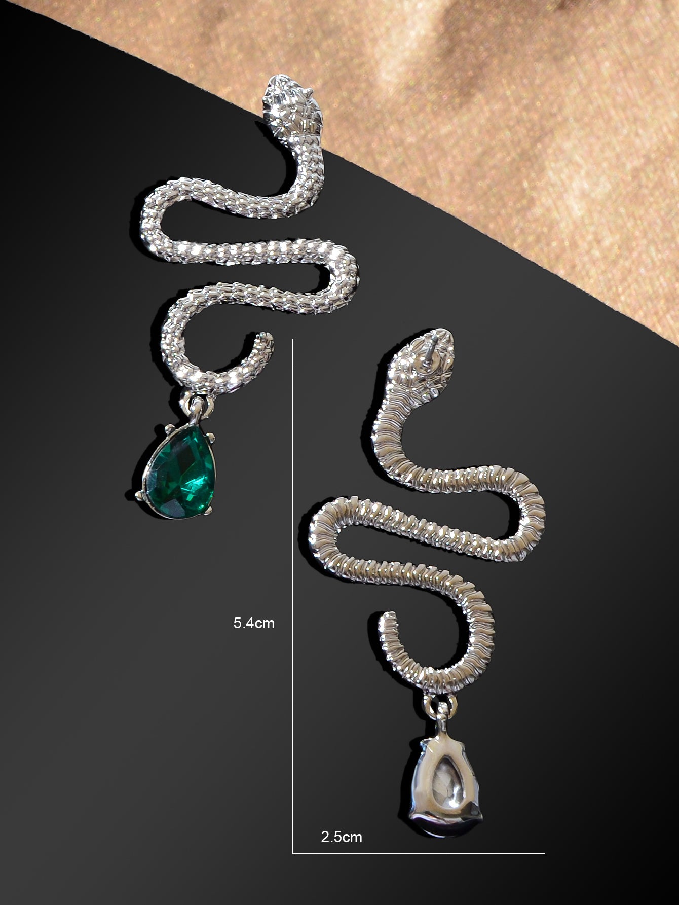 Snake Drop Earrings Dangle Big Green Rhinestone Emerald Charm Stud Punk Jewelry