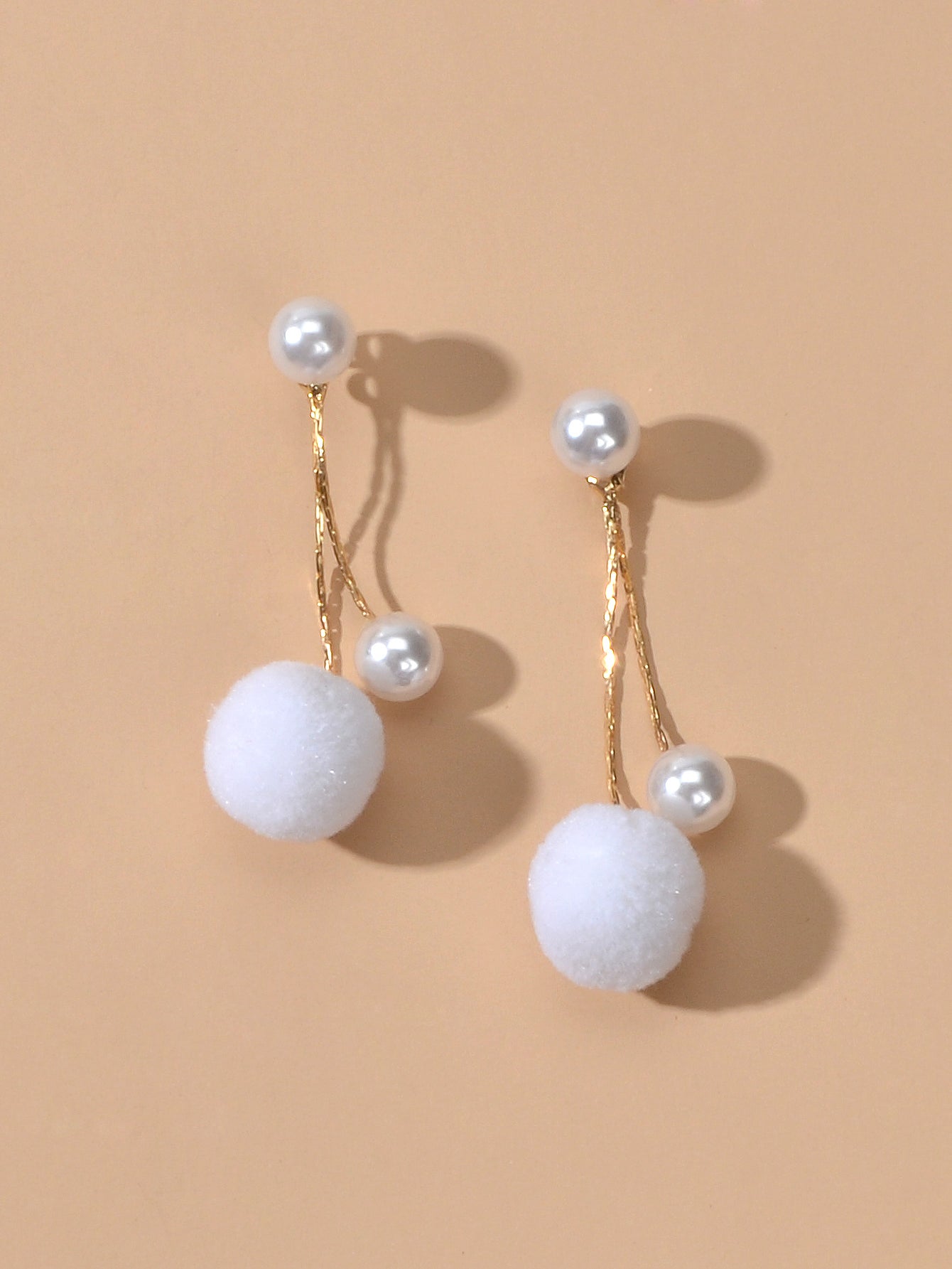 Retro Gold Chain Pearl Decor Ball Dangle Earrings Designer Jewellery Ear Jacket