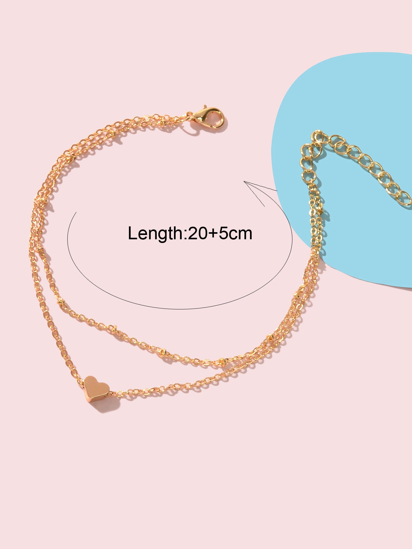 Womens Layered Chain Heart Anklet Foot Chain Beach Ankle Jewellery Bracelet Gift