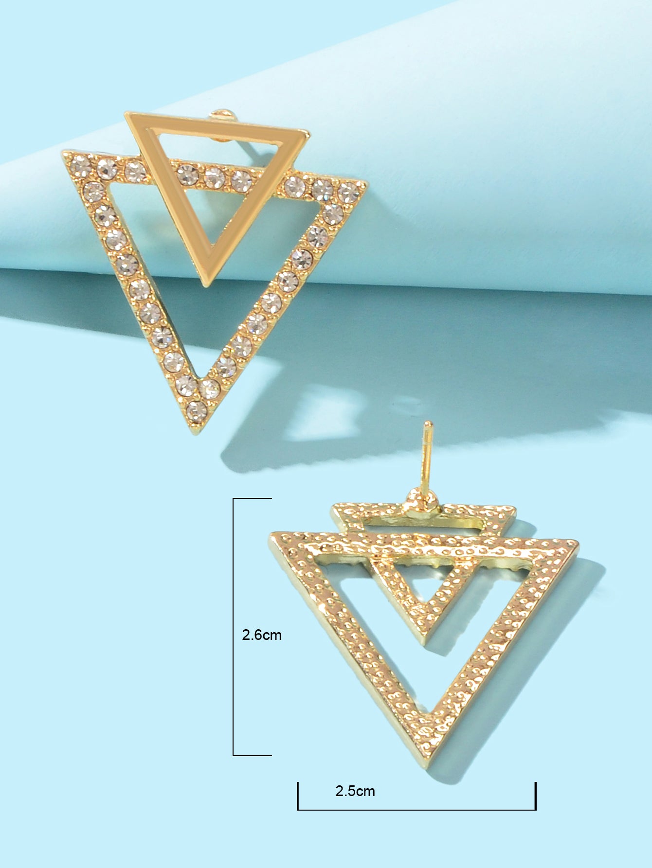 Double Triangles Stud Classic Women Trendy Dangle Earrings Fashion Jewelry Gift