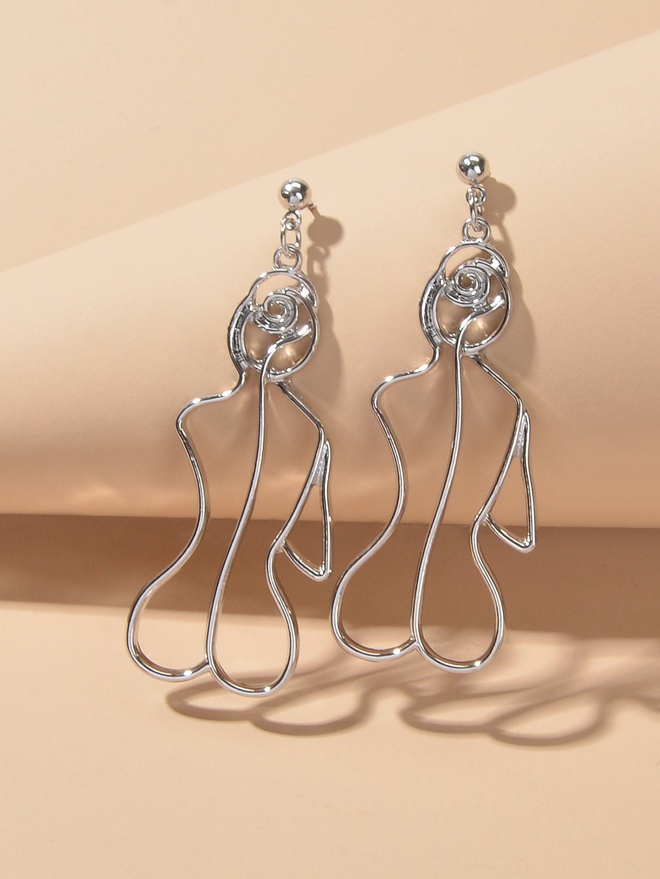 Creative Gold Hollow Statement Geometric Fun Abstract Art Female Body Earrings