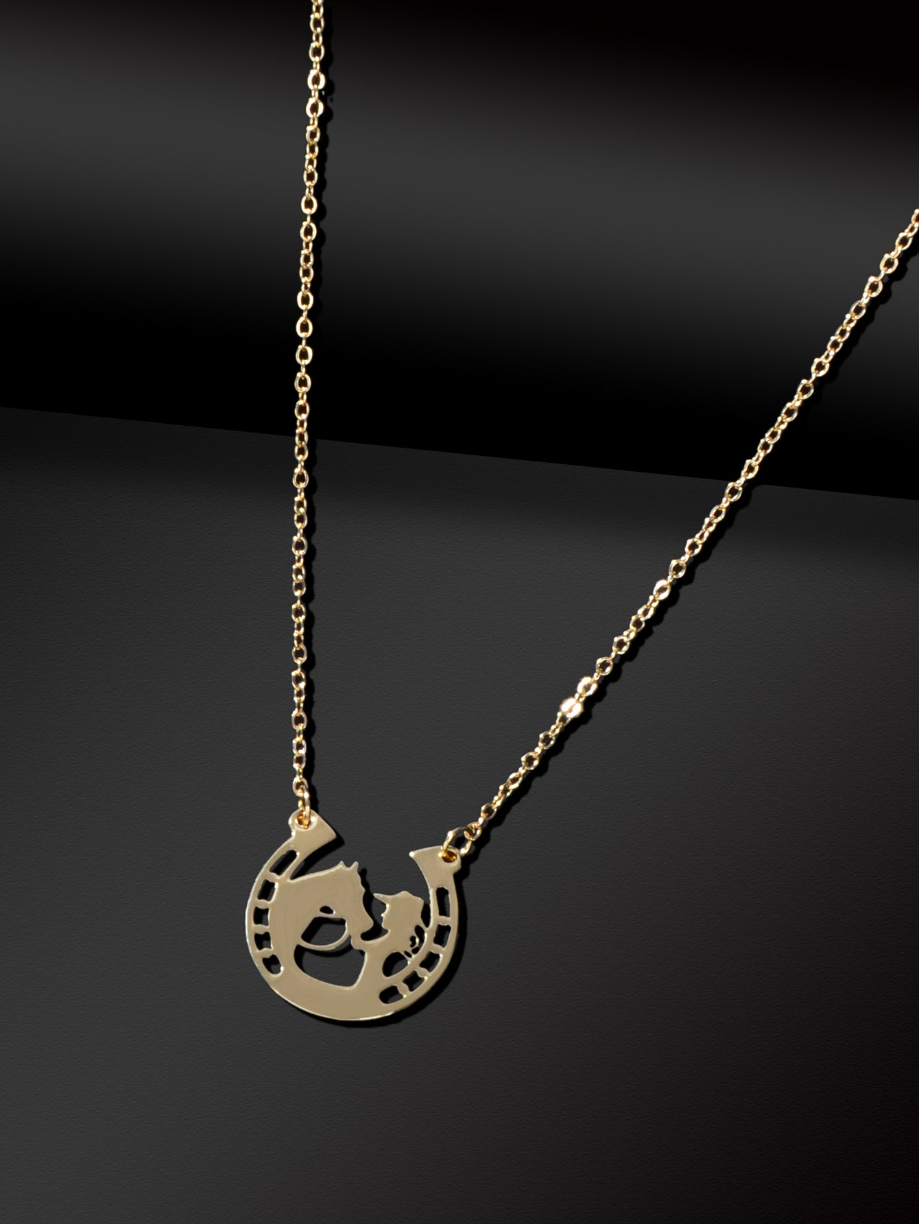 Personality Creative Stainless Steel Silver Chain Human Horse Racing Necklace