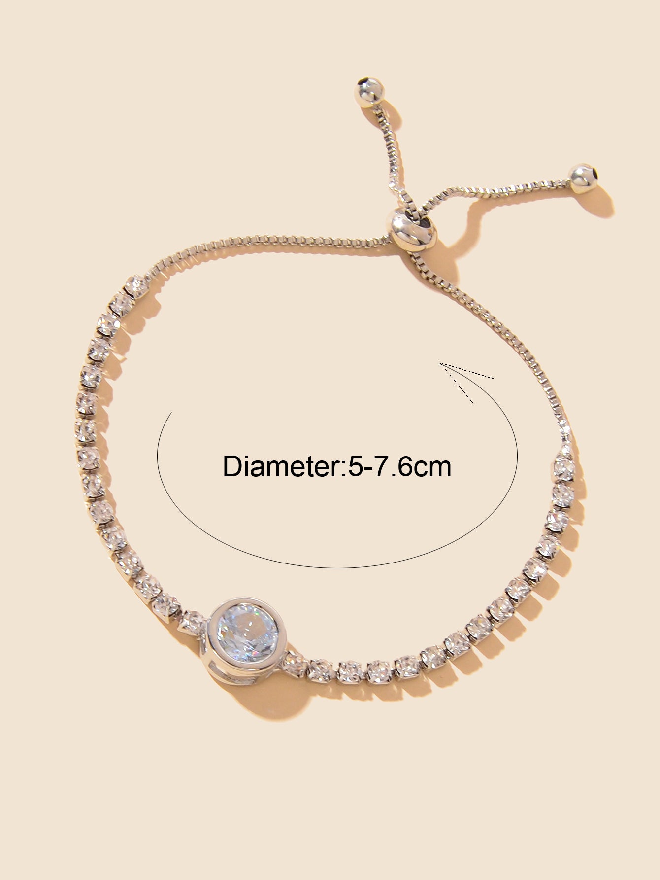 Luxurious Rhinestone Decor Sliding Chain Adjustable Women Wedding Party Bracelet