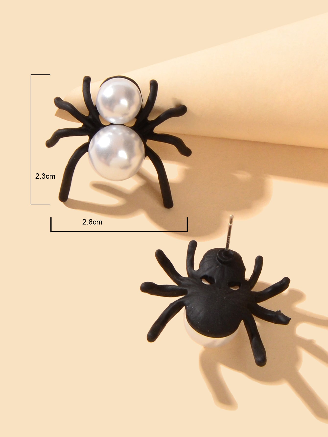 Faux Pearl Black Spider Stud Earrings Girls Costume Party Exaggeration Accessory