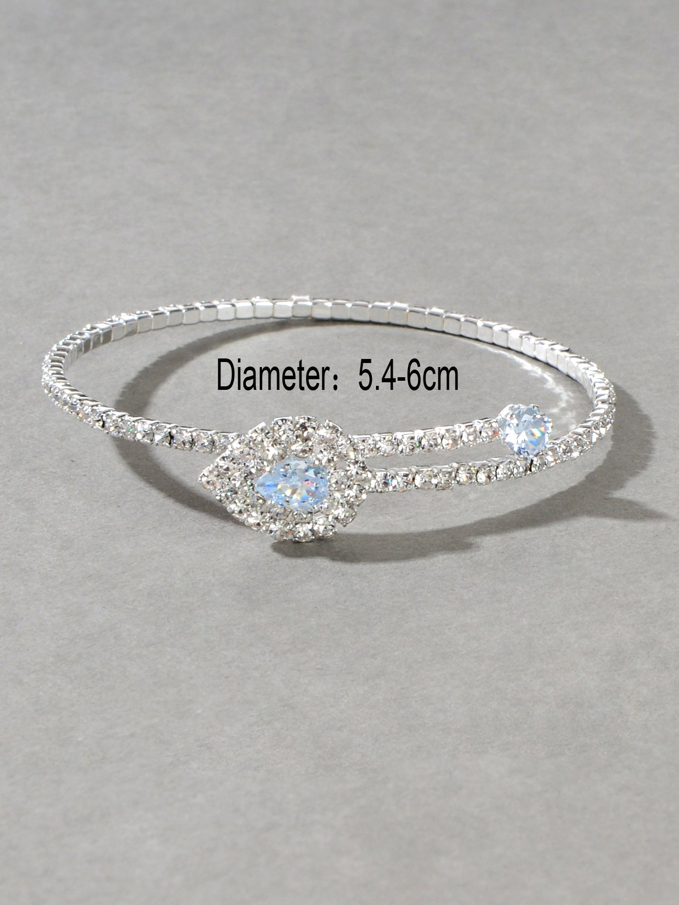 Perfect Wedding Engagement Jewellery Full Zirconia Decor Silver Bangle Bracelet