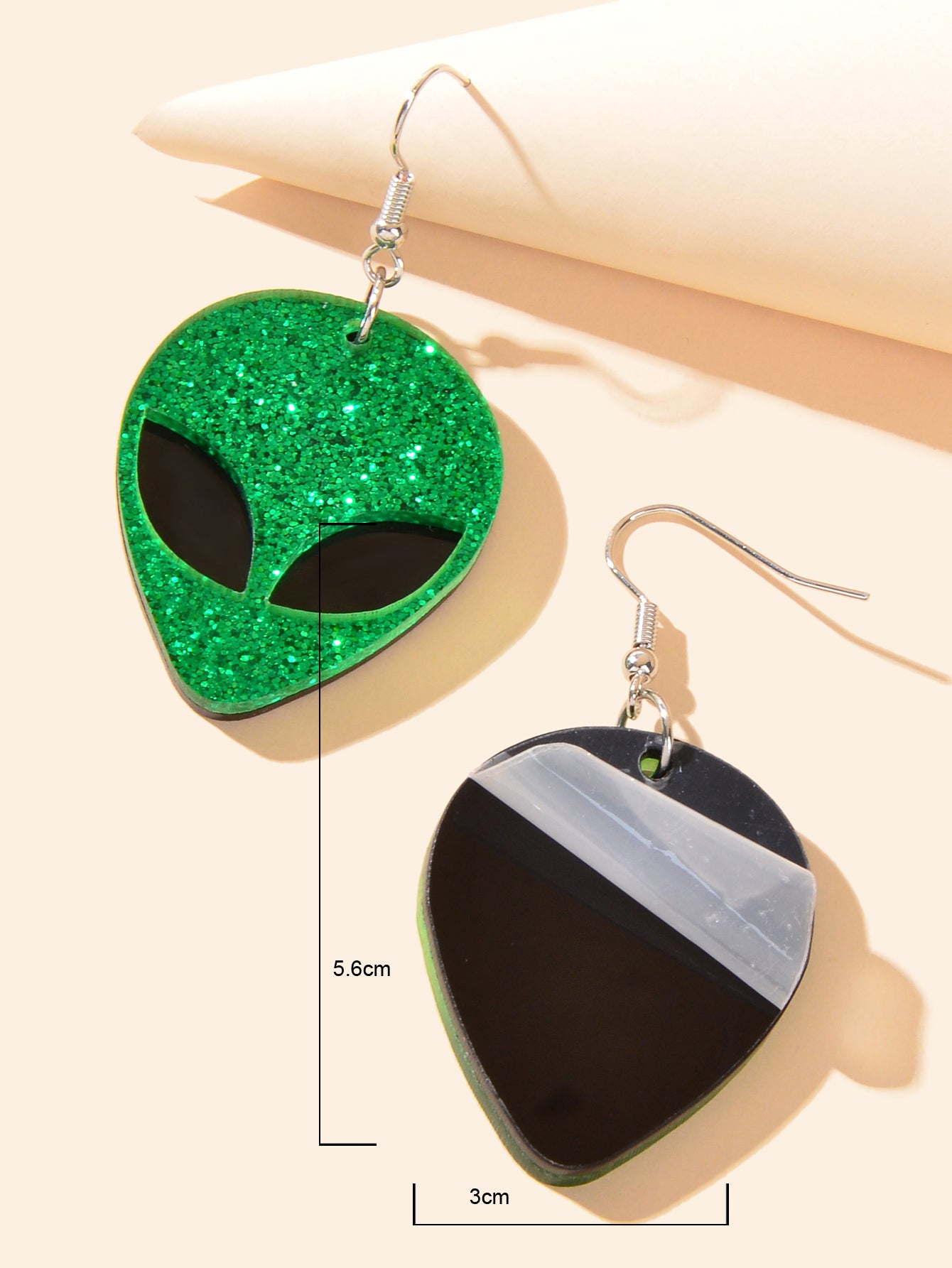 Acrylic UFO Alien Outer Space Superman Dangling Drop Earrings Funky Jewellery