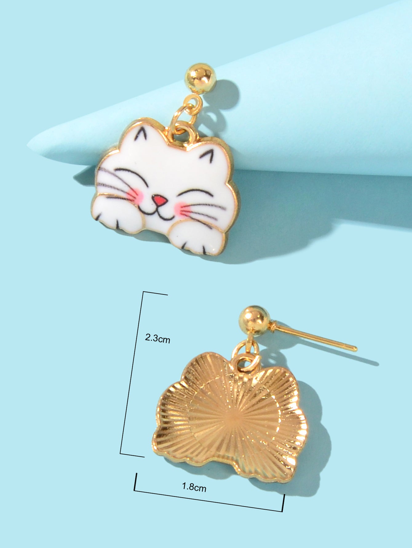 Lovely White Enamel Pet Animal Dangling Charm Earrings Girls Dainty Cat Jewelry