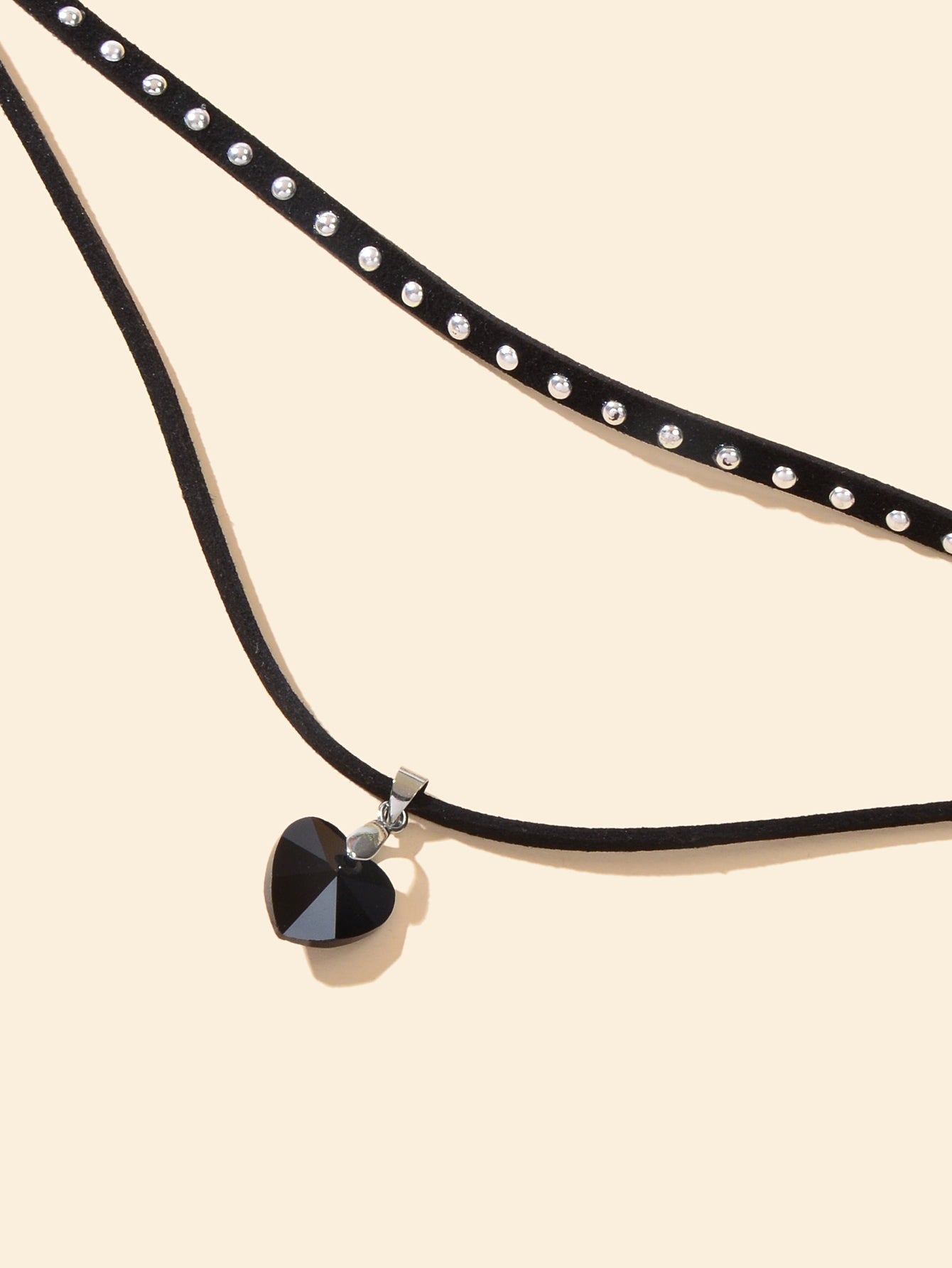 Halloween Cosplay Jewellery 90s Gothic Layered Black Choker Heart Charm Necklace