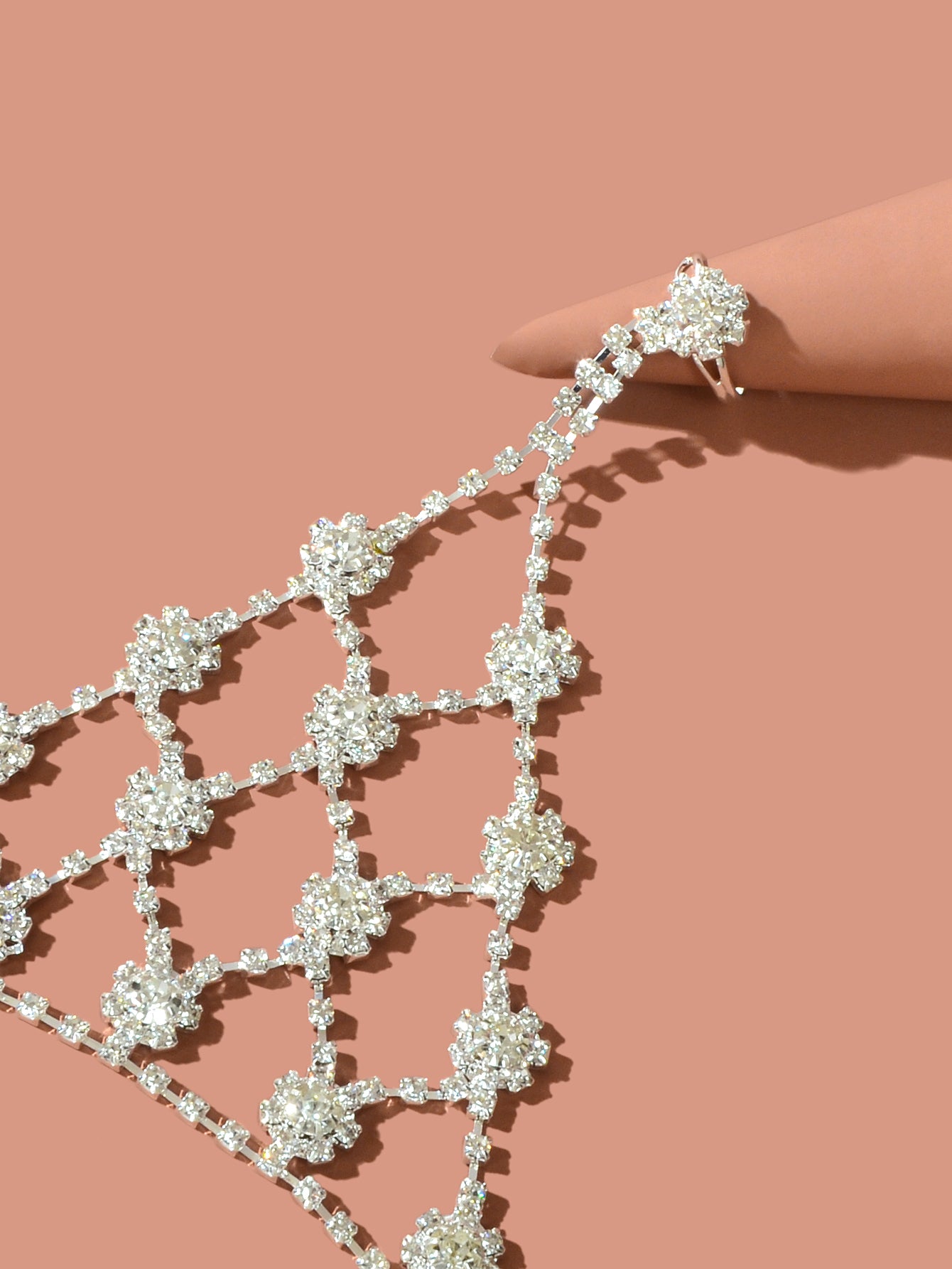 Beach Rhinestone Flower Anklet Barefoot Sandals Silver Foot Chain with Toe Ring