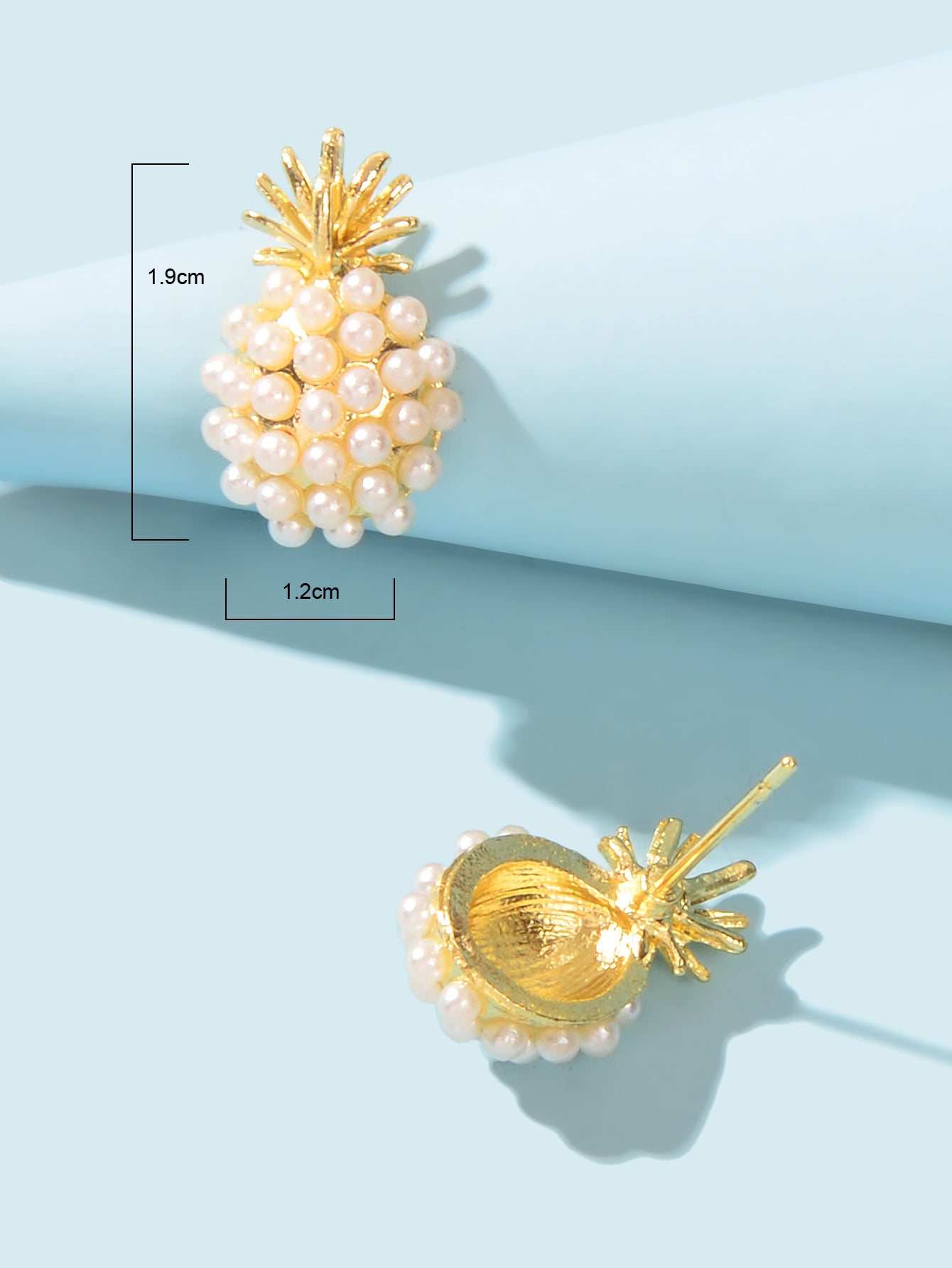 Fruit Jewelry Inspiring Imitation Pearl Decoration Gold Stud Pineapple Earrings