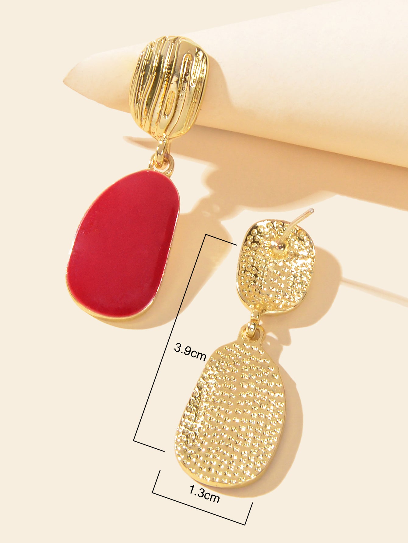 Party Decoration Red Enamel Geometric Hypoallergenic Earrings Daily Jewellery