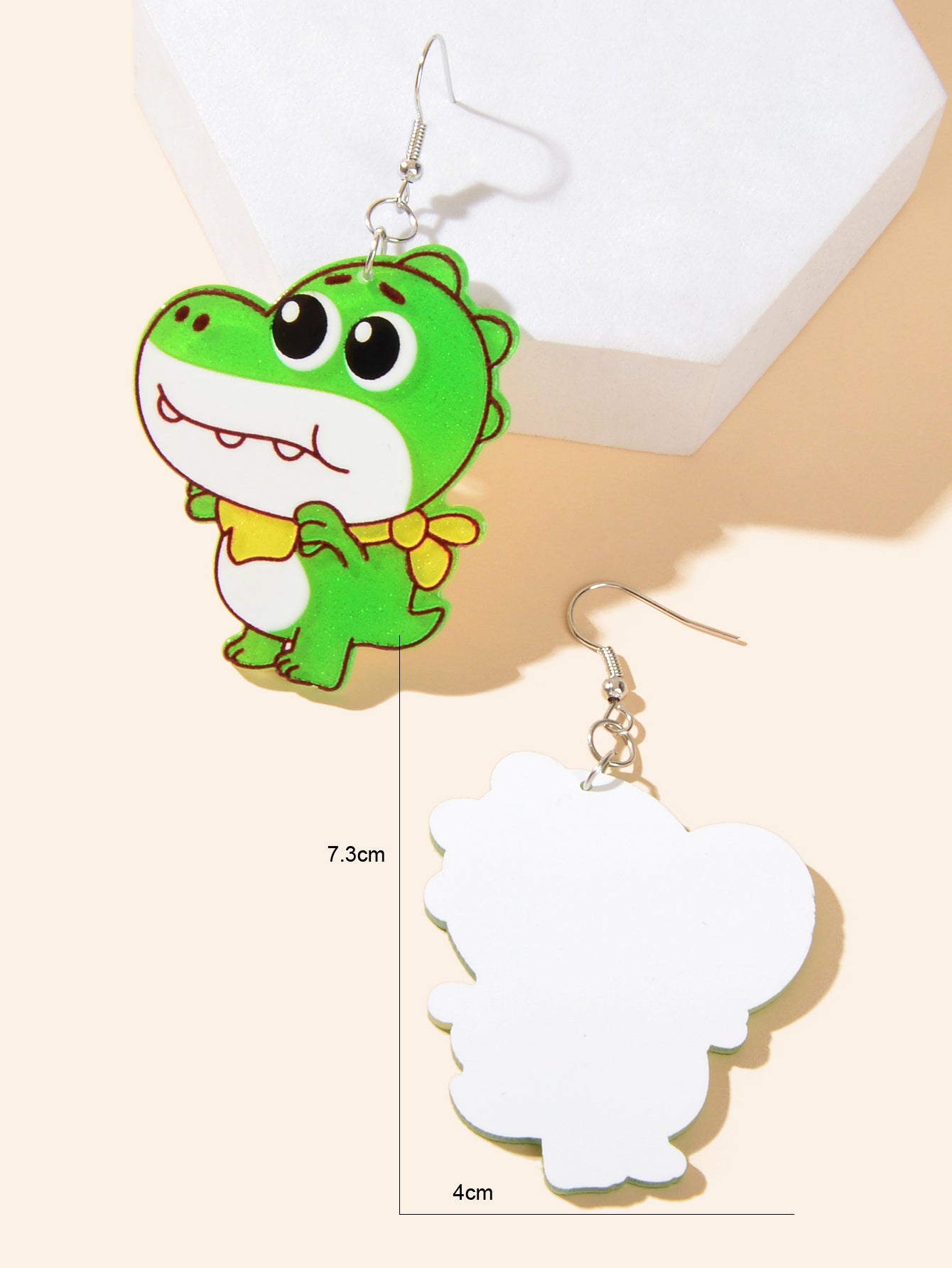Cute Cartoon Design Green Acrylic Dinosaur Dangle Earrings Girls Gift Jewellery