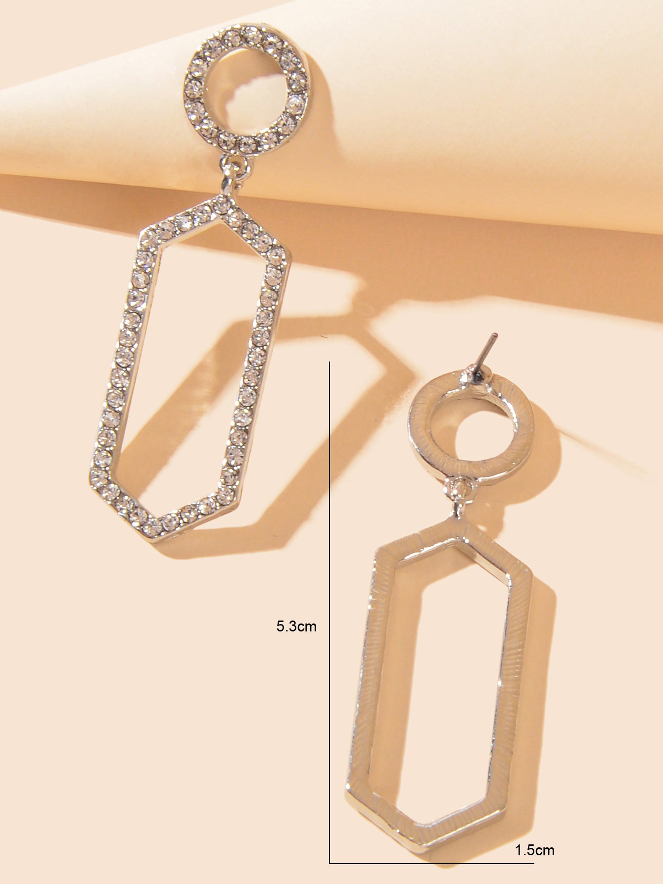 Luxurious Rhinestone Decor Geometric Dangle Earrings Good Quality Accessories