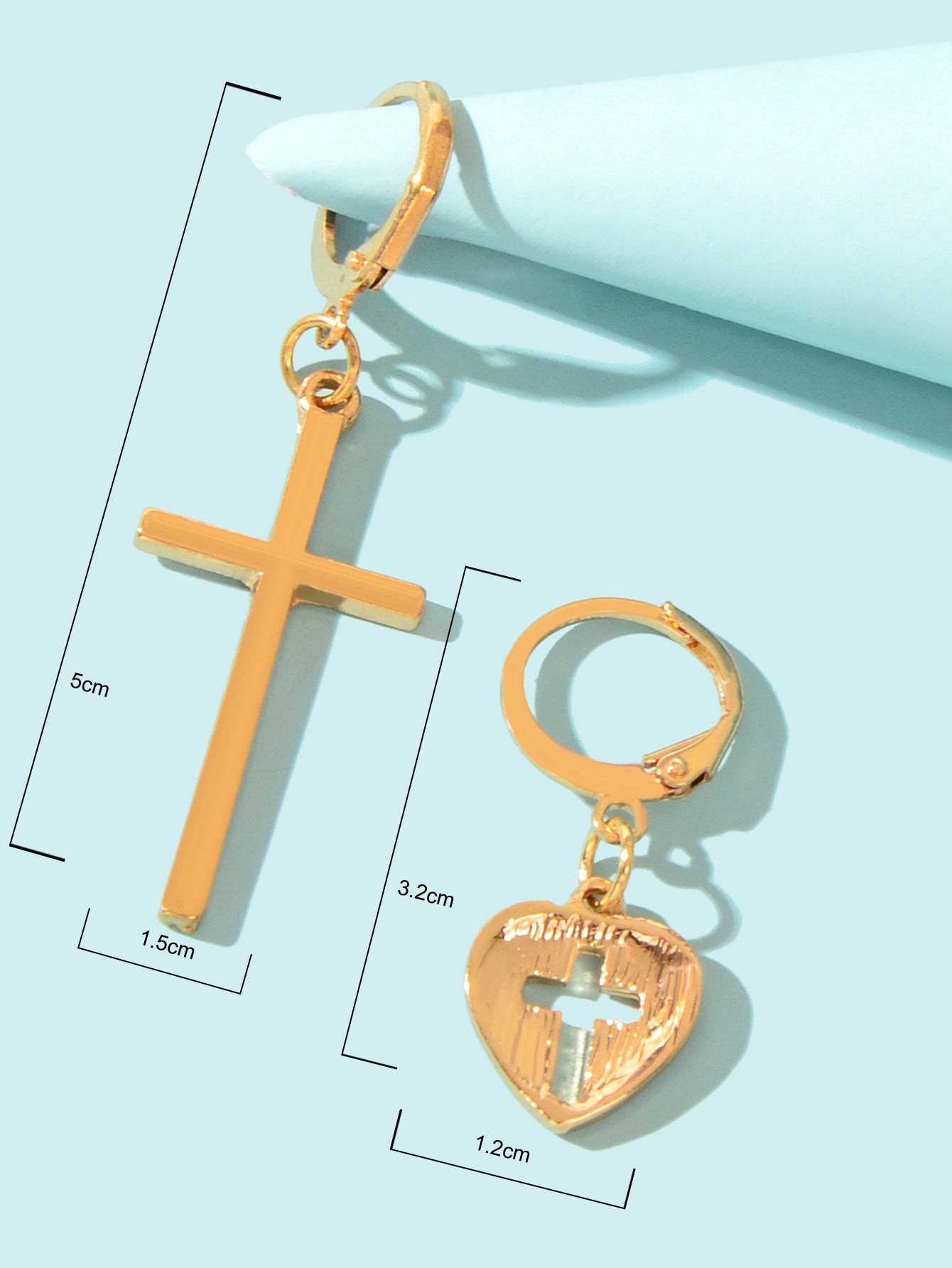 Women Girls Cross Love Heart Shaped Huggie Earrings Christmas Gift Jewellery