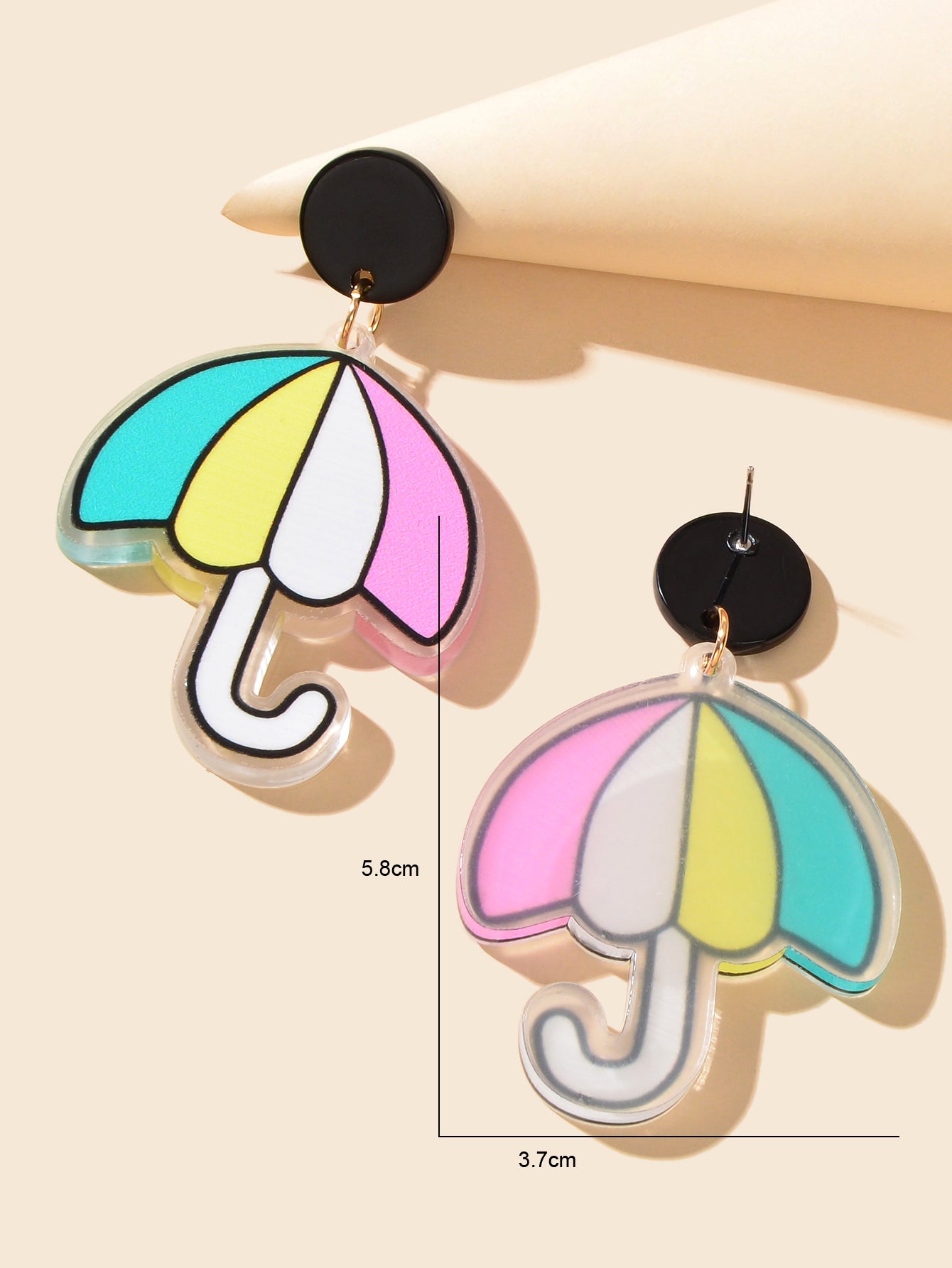 Sweet Colorful Acrylic Umbrella Dangle Dainty Earrings Girls Y2k Style Jewellery