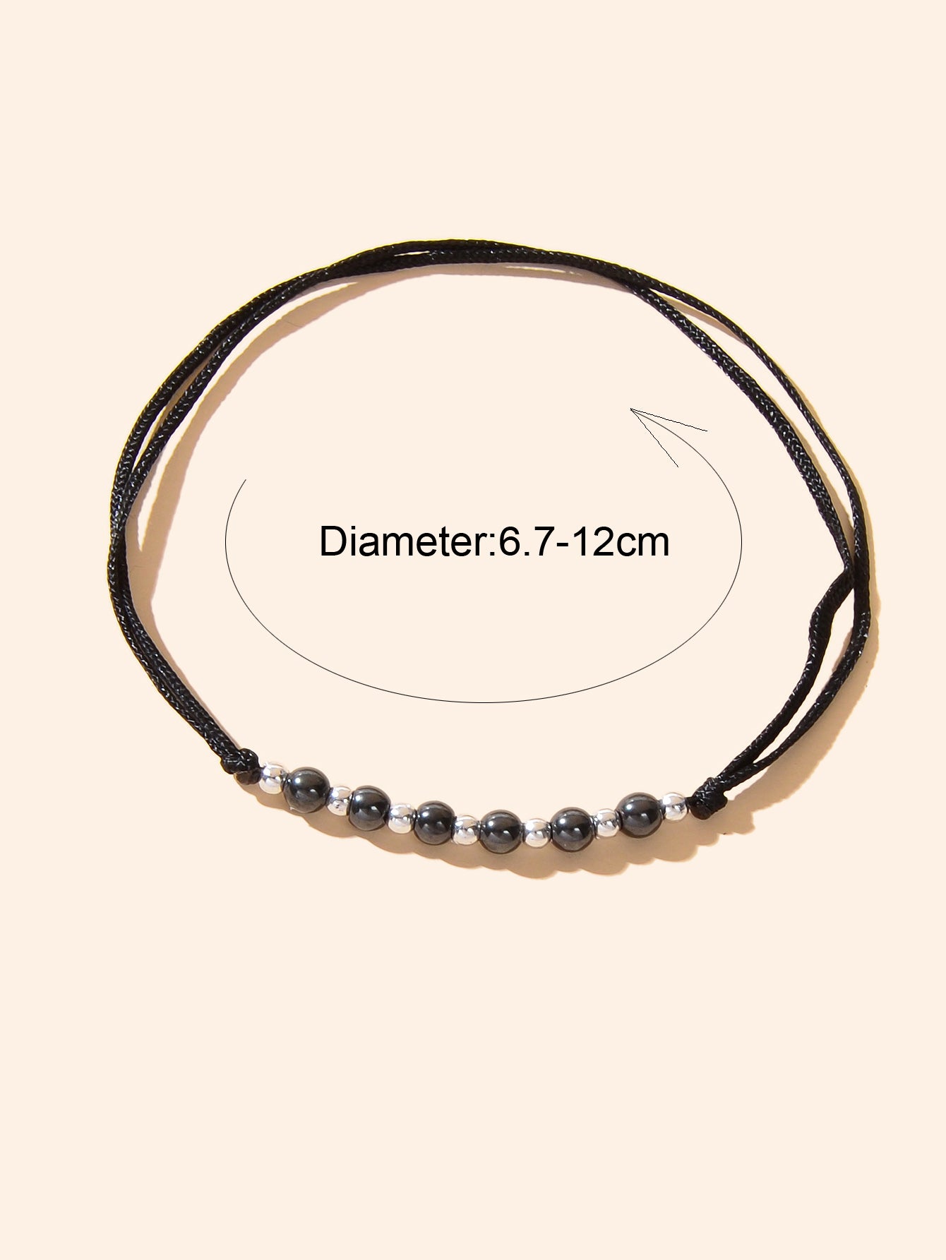 Bohemian Black Rope Adjustable Handmade Silver Beads Anklet Vacation Jewellery