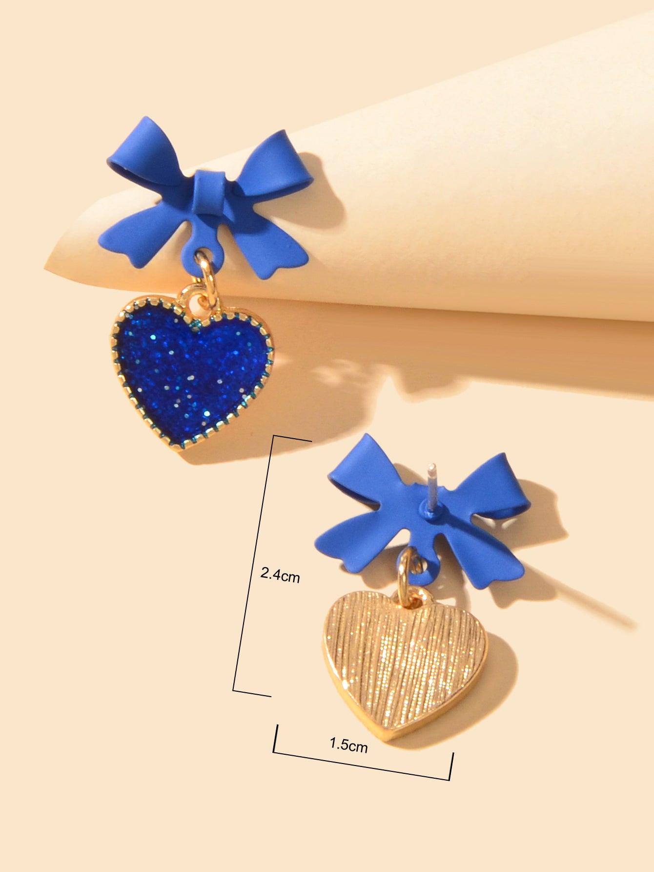 Romantic Blue Bow Heart Dangle Earrings Valentine's Day Love Girl Gift Jewellery