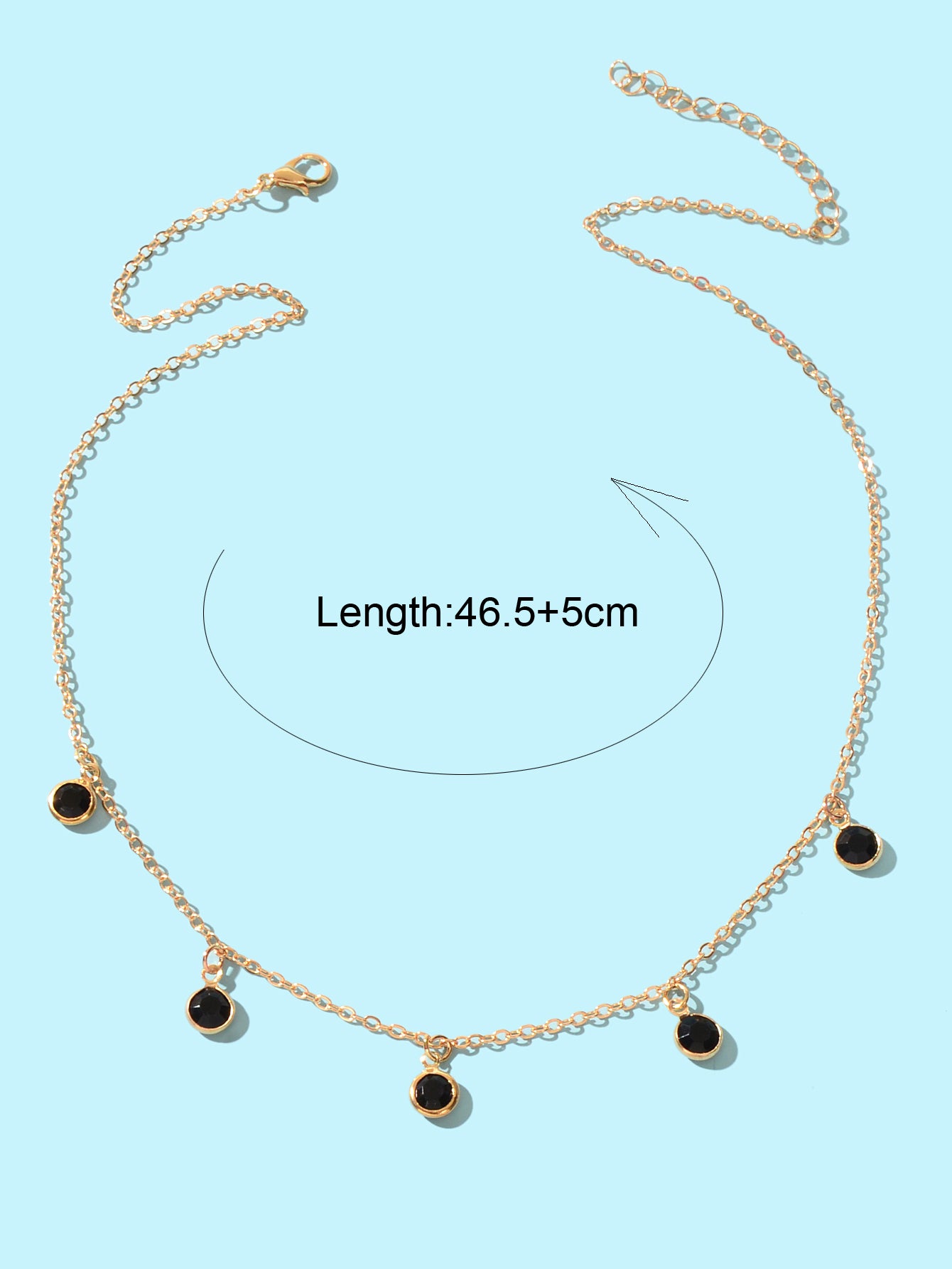Fashion Party Accessories Gold Chain Black Beaded Charm Clavicle Collar Necklace