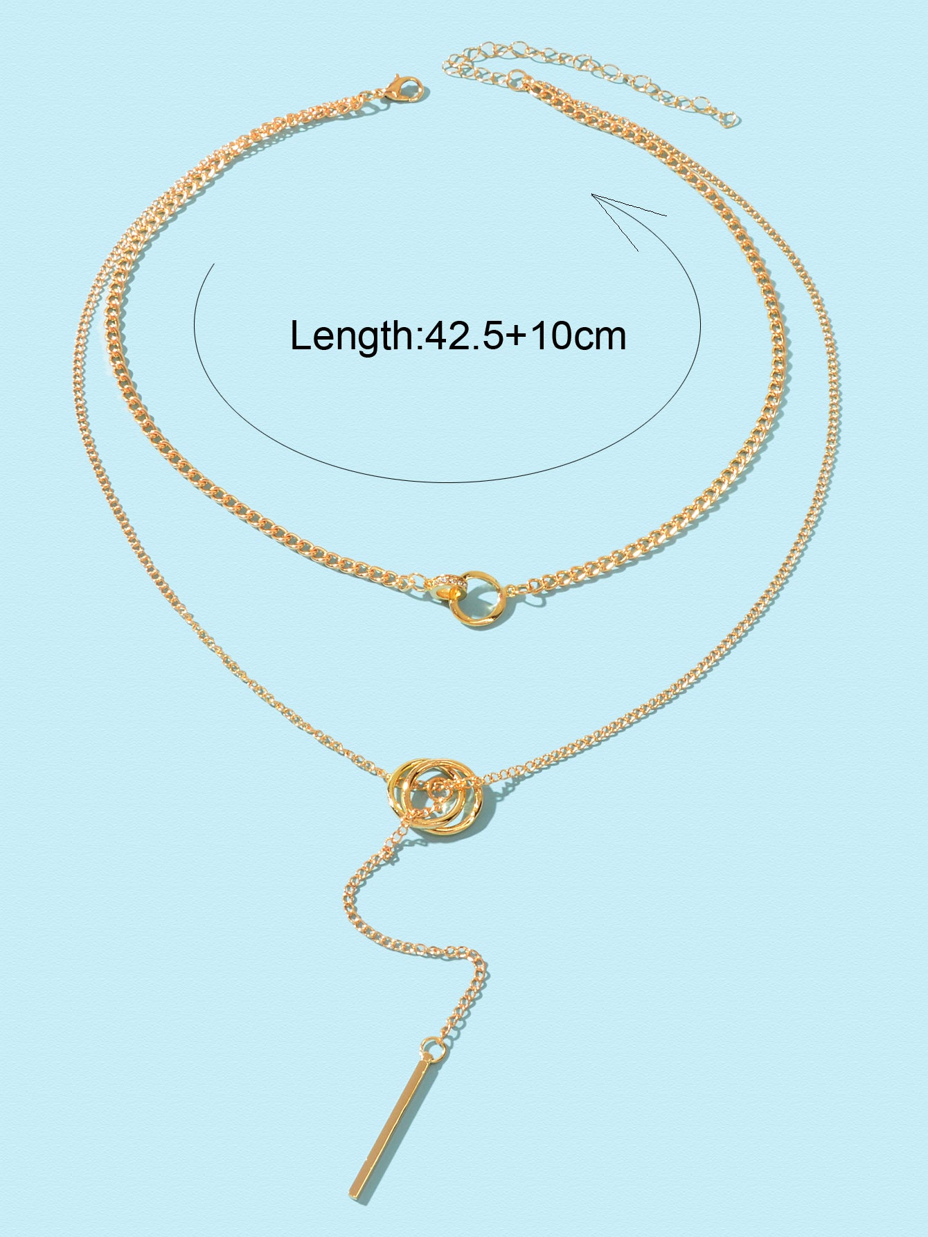 Stylish Double layer Chic Gold Chain Y Style Long Pendant Stick Lariat Necklace