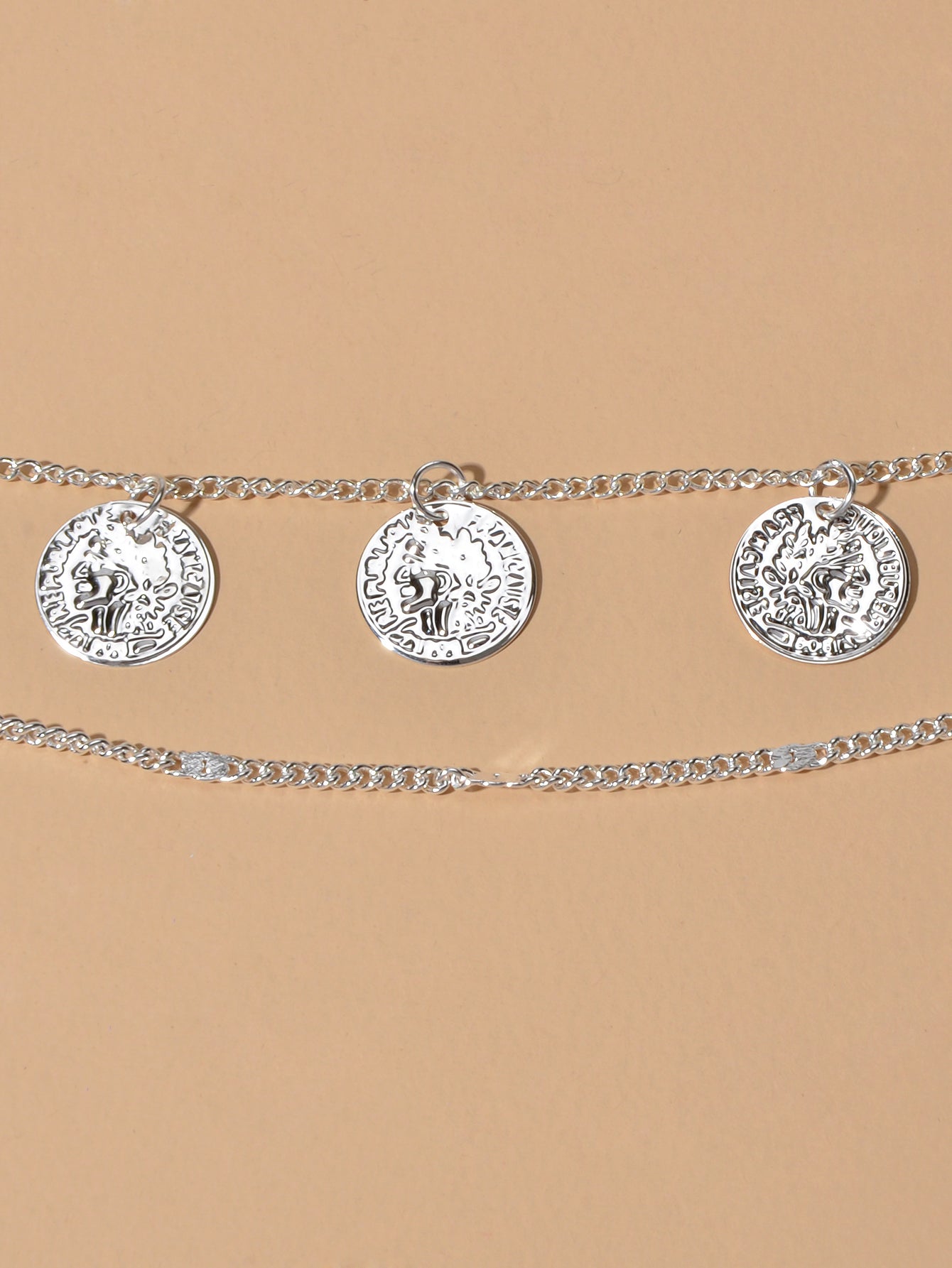 1 pc Boho Chic Double layer Silver Chain Cion Charm Anklet Foot Beach Jewellery