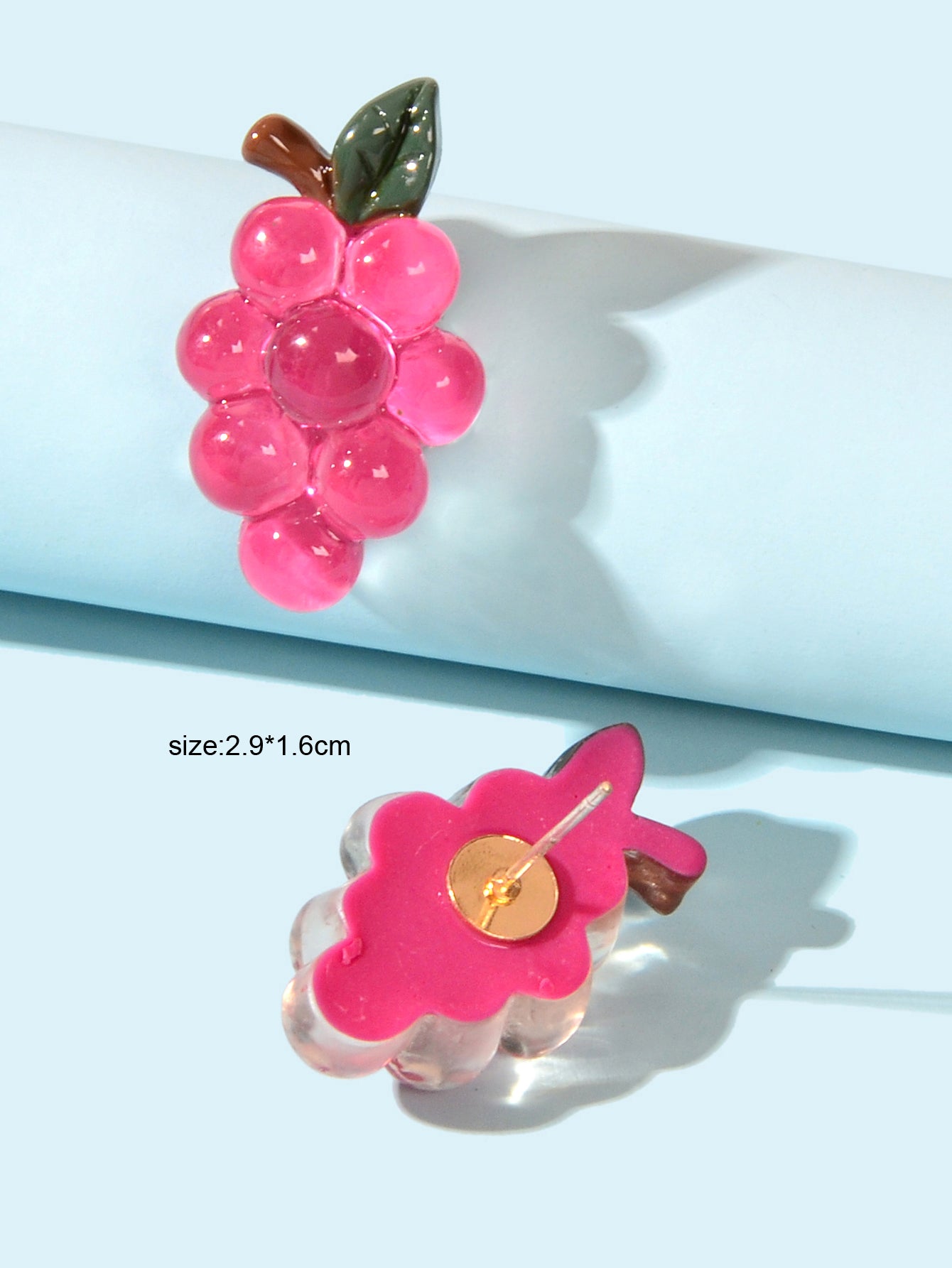 Lightweight Y2k Style Hotpink Grape Stud Hypoallergenic Resin Chic Earrings Gift