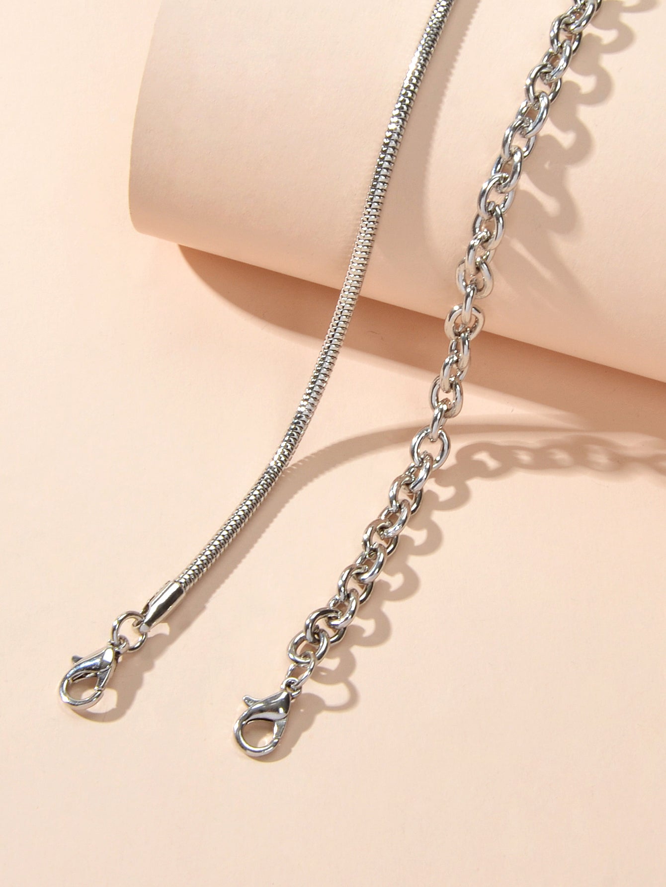 Hiphop Jewellery 2 pcs Silver Chain Bracelet Rock Style Trendy Women Accessories