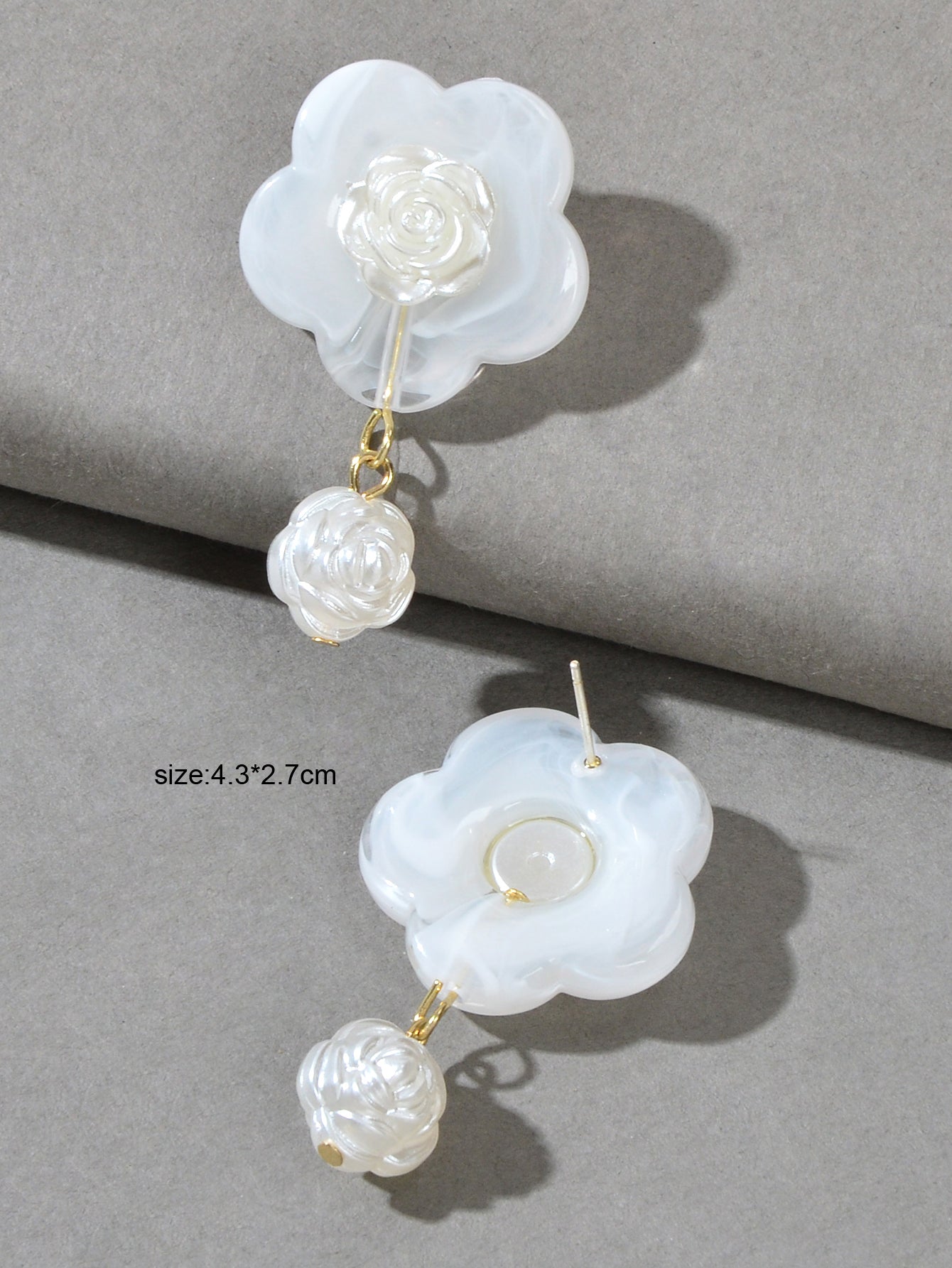 White Resin Flower Daisy Dance Party Gifts Dangle Daily Wearable Women Earrings
