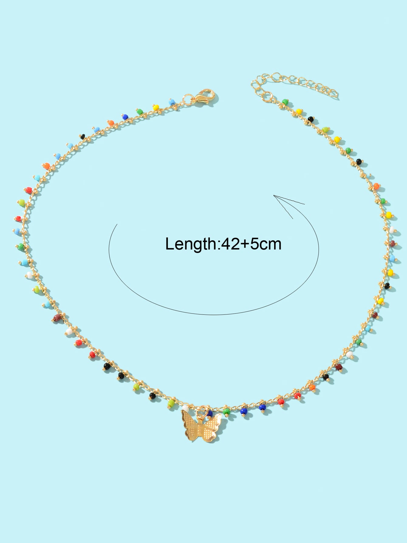 Bohemian Colorful Seed Beads Charm Chain Letter D Pendant Necklace Accessories