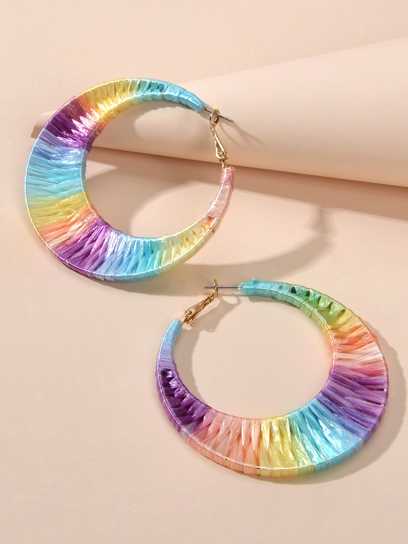 American Jewellery Ethnic Style Candy Color Handmade Braided Hoop Earrings Gift