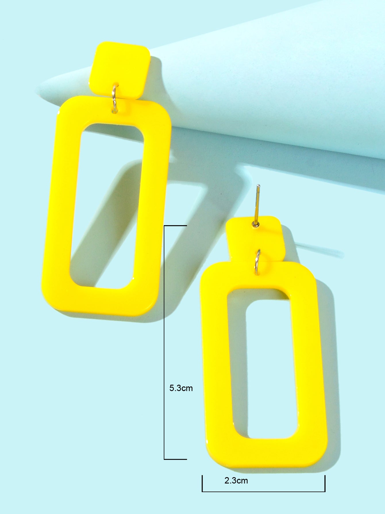 Retro Acrylic Geometric Bright Yellow Square Hollow Resin Dangle Party Earrings