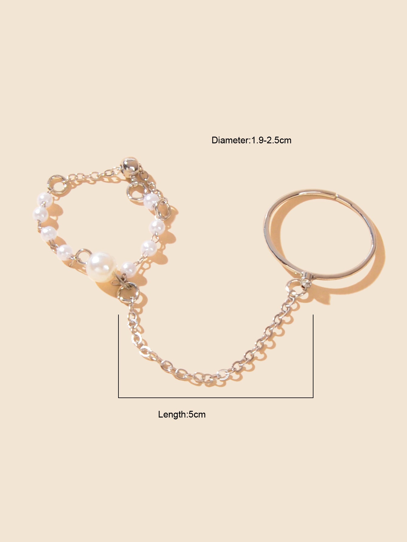 Pearl Punk Stackable Knuckle Chain Tassel Double Finger Midi Rings