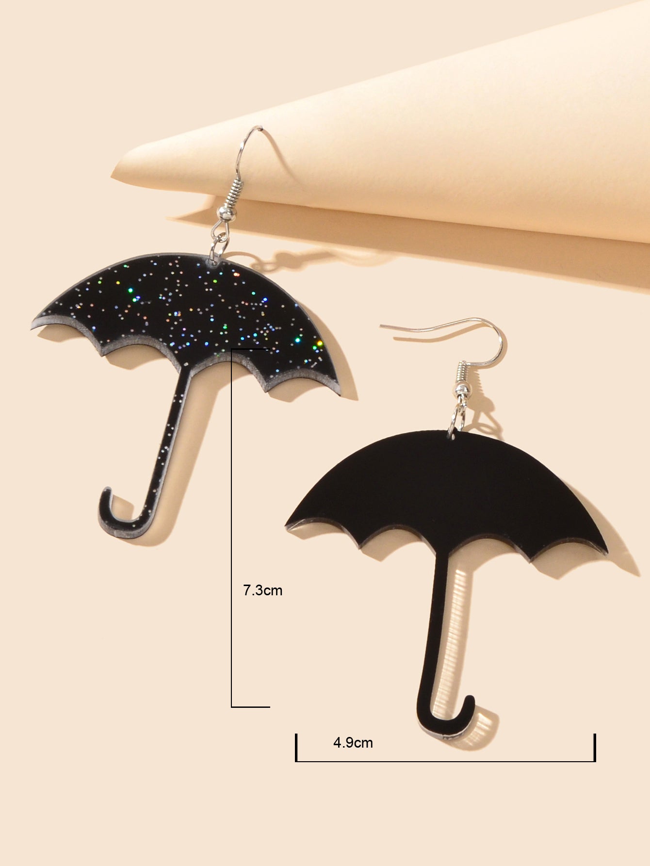 Shiny Acrylic Black Umbrella Drop Dangle Earrings Creative Nightclub Jewellery