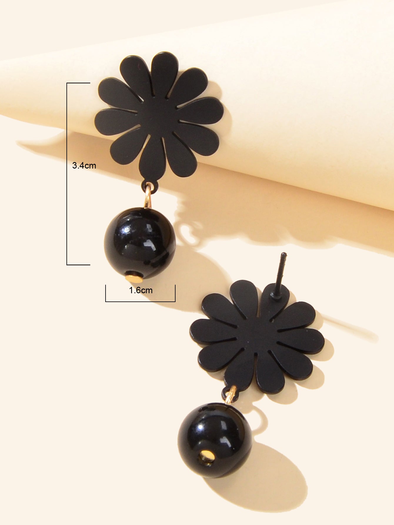 Black Flower Beads Dangle Pierced Personality Earrings Unique Chic Women Gift