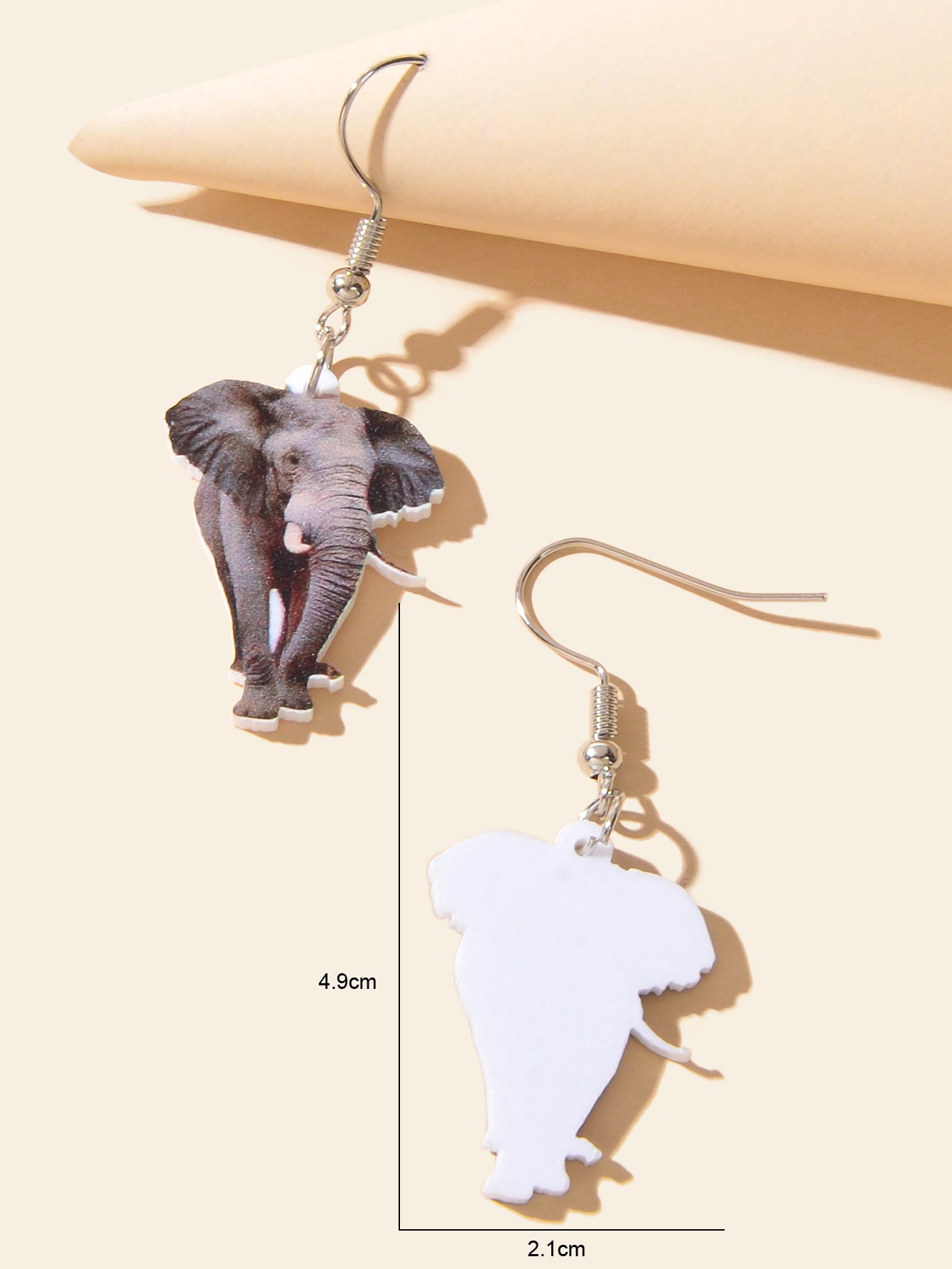 Lifelike Lightweight Acrylic Elephant Dangle Earrings Creative Animal Accessory
