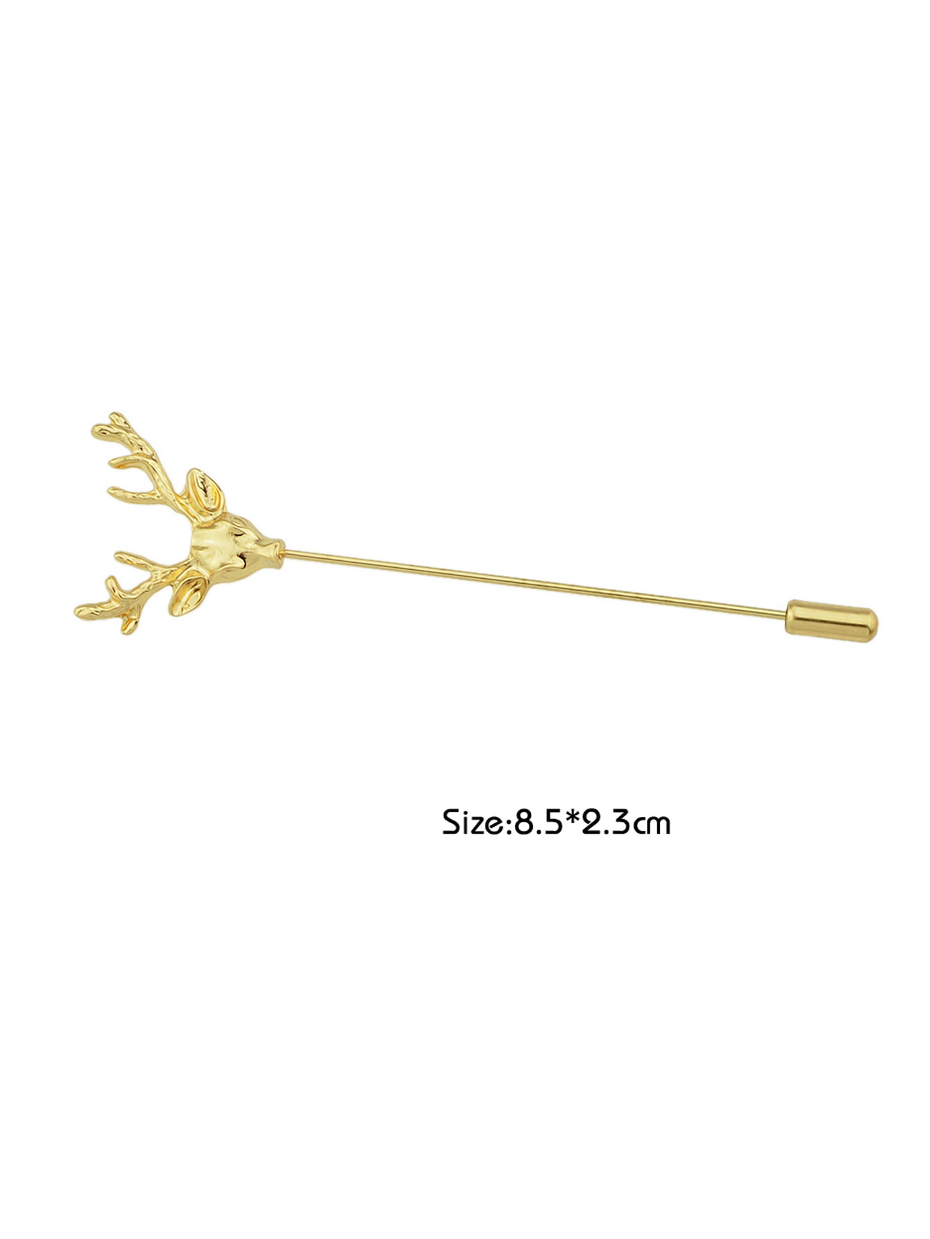 Christmas Reindeer Brooch Elk Deer Head Pins Gold Silver Animal Antlers Long Pin