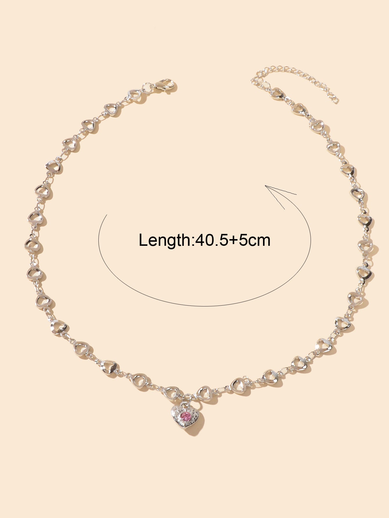 Birthday Anniversary Jewelry Titanium Steel Pink Rhinestone Heart Charm Necklace