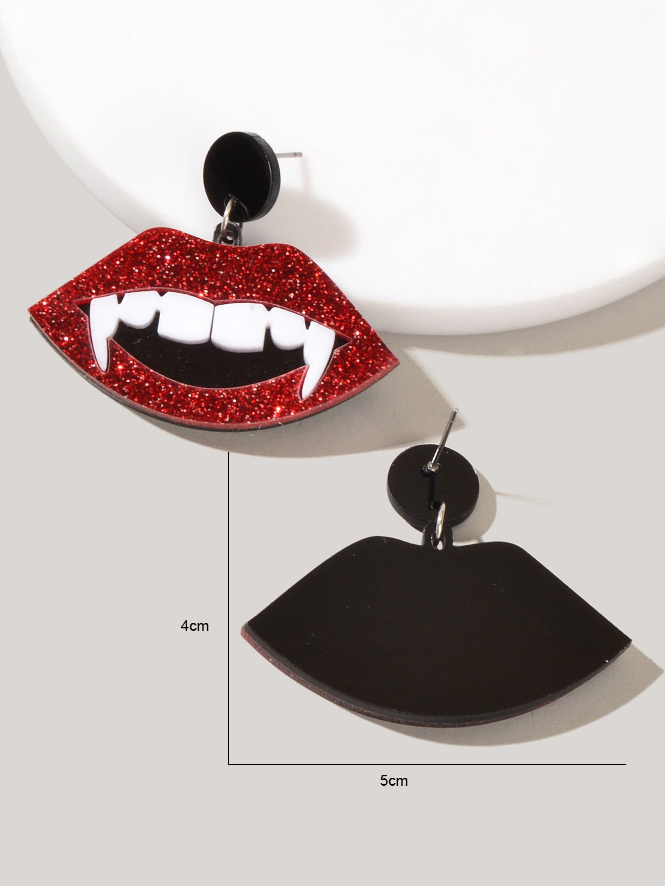 Halloween Accessories Dracula Punk Red Acrylic Vampire Lip Teeth Dangle Earrings