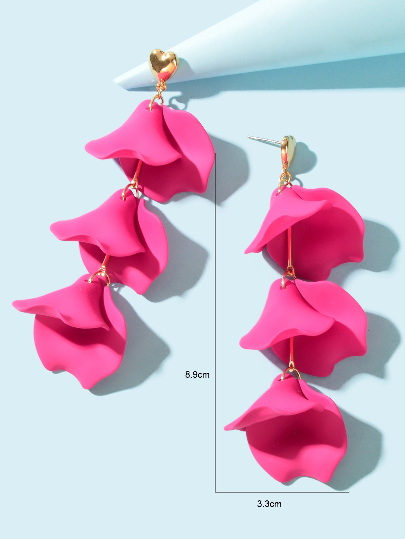 Romantic Flower Petal Long Pendant Dangle Earrings Women Party Dating Jewellery