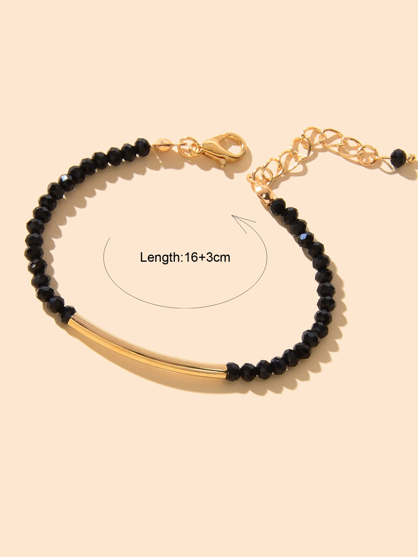 Trendy Handcrafted Black Beads Gold Metal String Bracelet Women Bangle Jewellery
